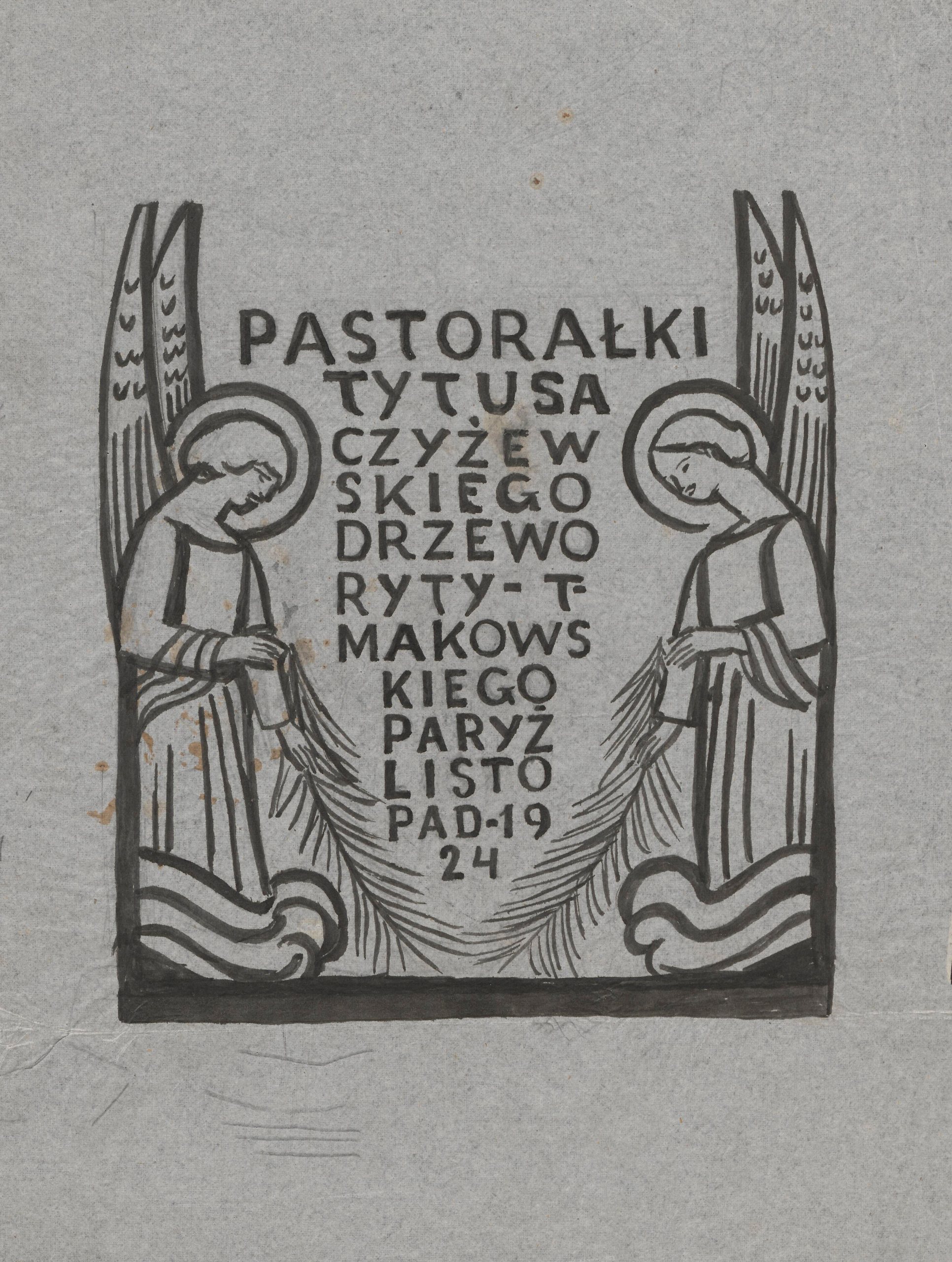 《未实现的“Pastorałki”标题卡设计》（Unrealized title card design for 'Pastorałki'）｜塔德乌什·马科夫斯基 Tadeusz Makowski｜1924