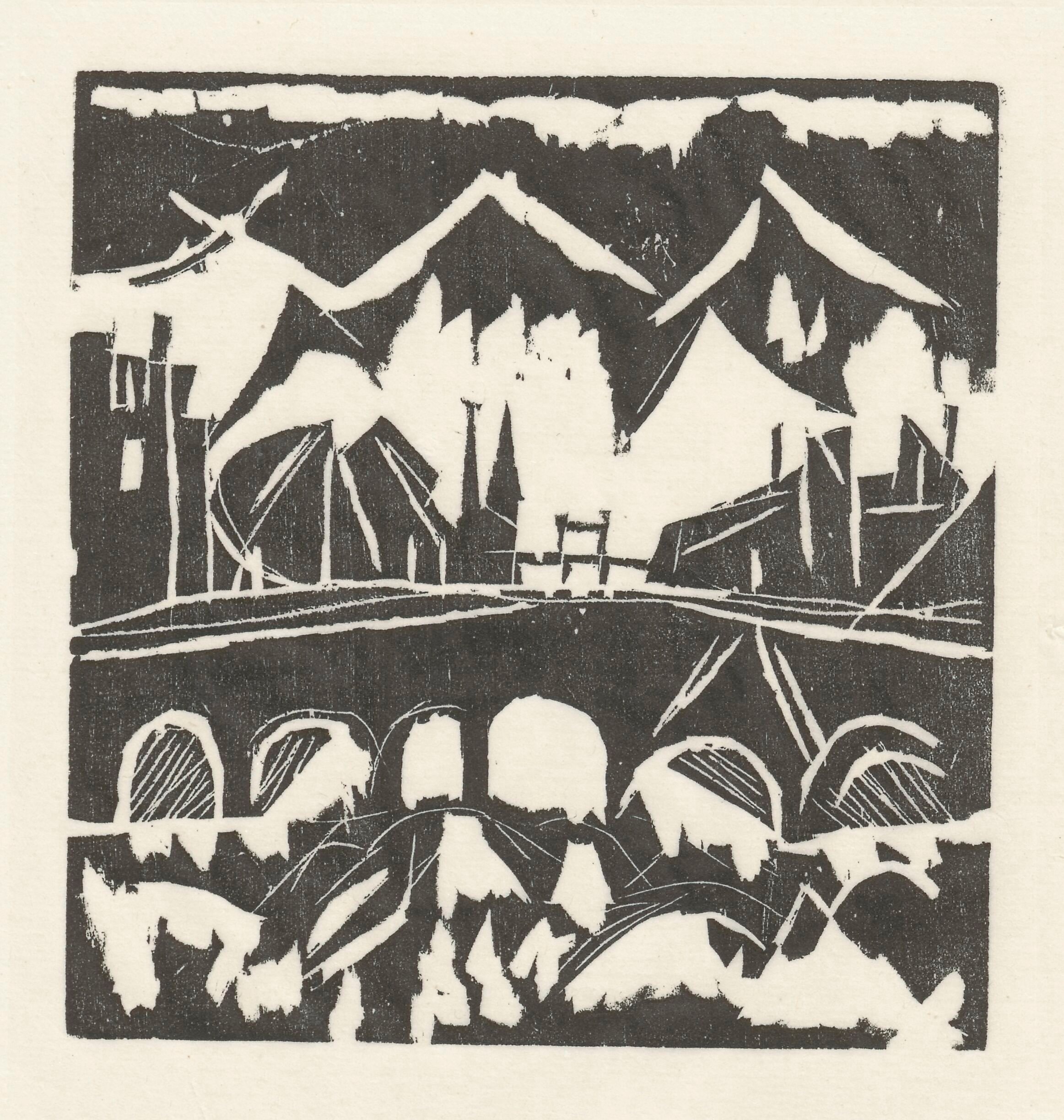 《有桥的风景》（Landscape with a bridge）｜塔德乌什·马科夫斯基 Tadeusz Makowski｜1914