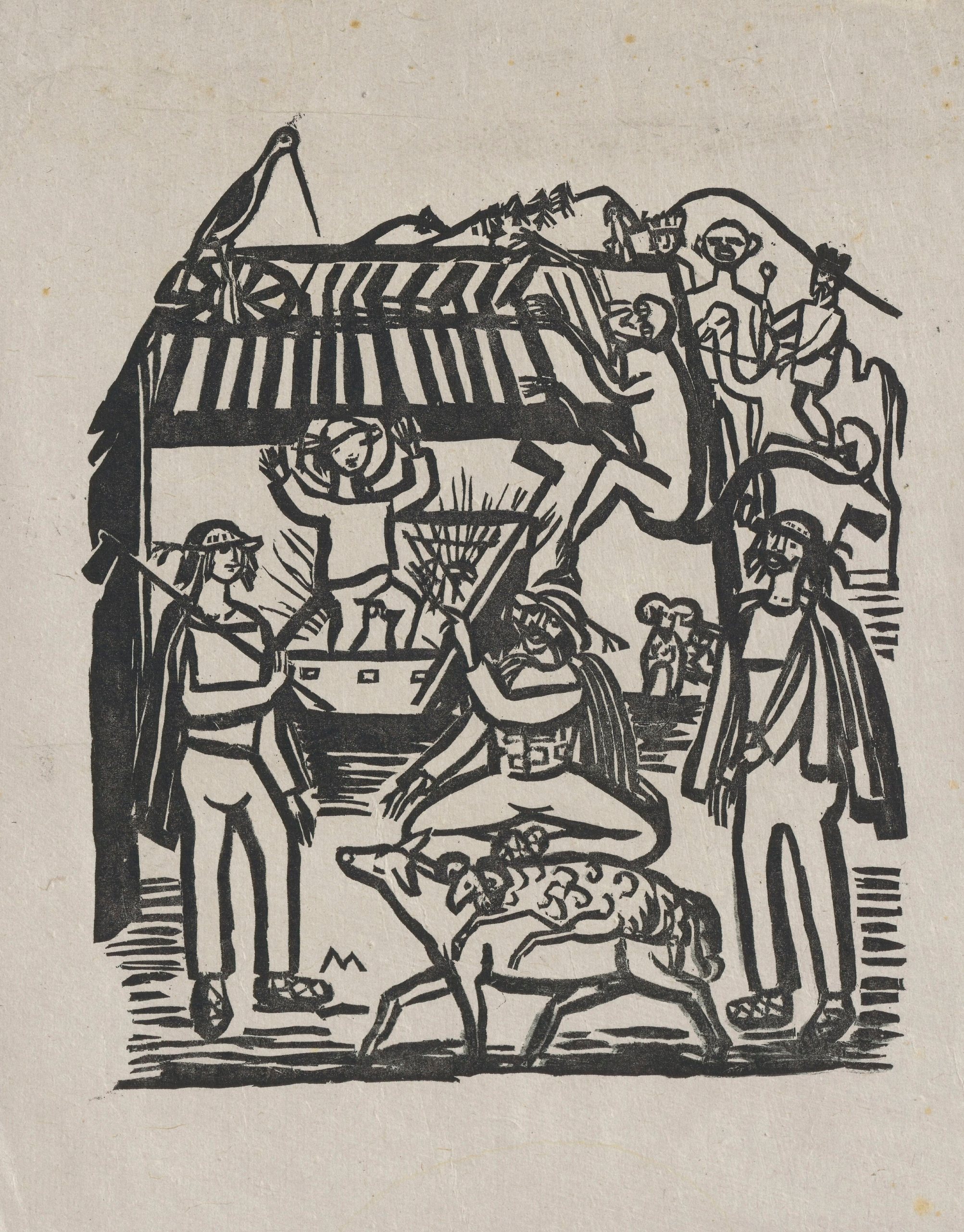 《在棚子里——一个谜》（At the shed – a mystery）｜塔德乌什·马科夫斯基 Tadeusz Makowski｜1924
