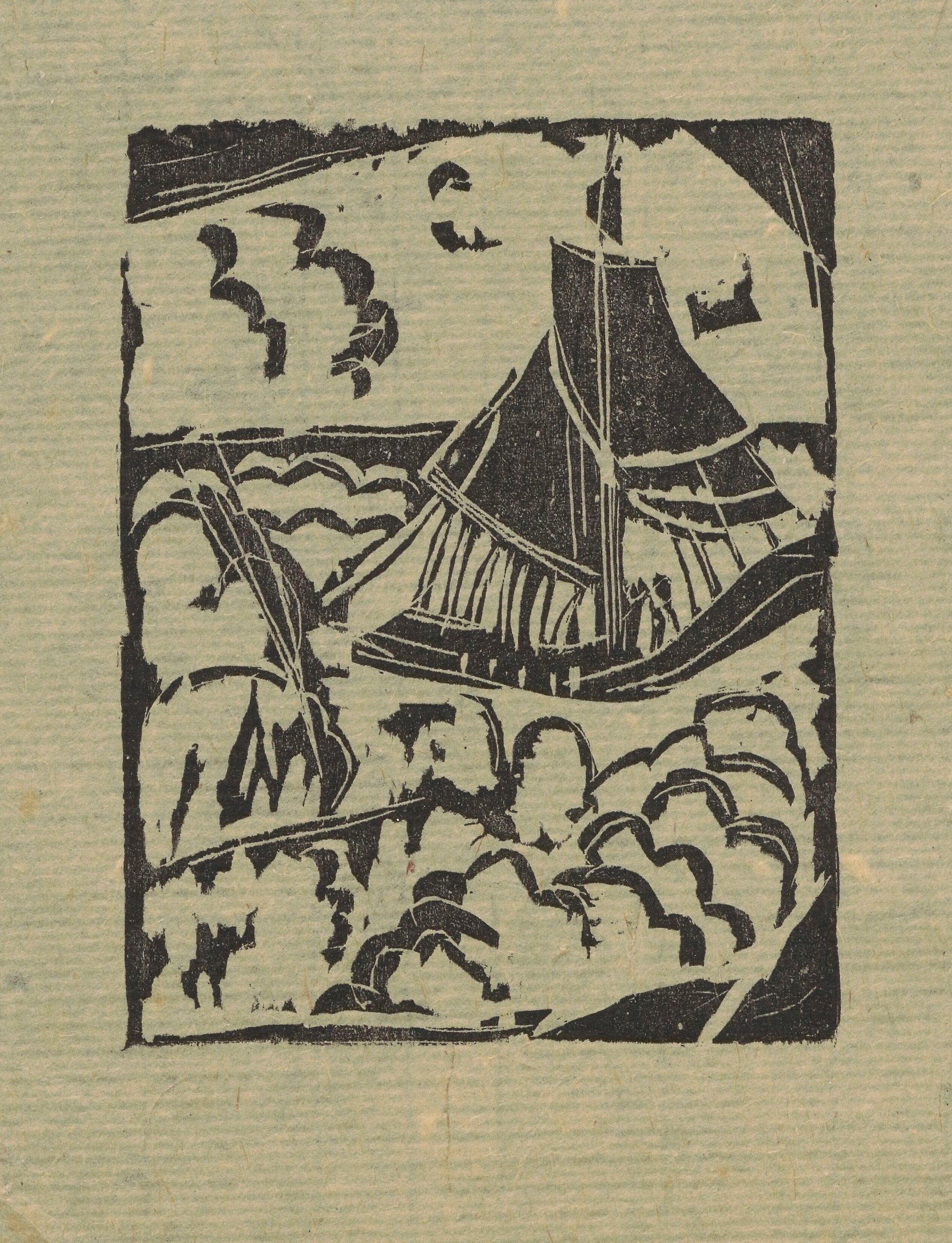 《海上航行的船》（Sailing ship at sea）｜塔德乌什·马科夫斯基 Tadeusz Makowski｜1914
