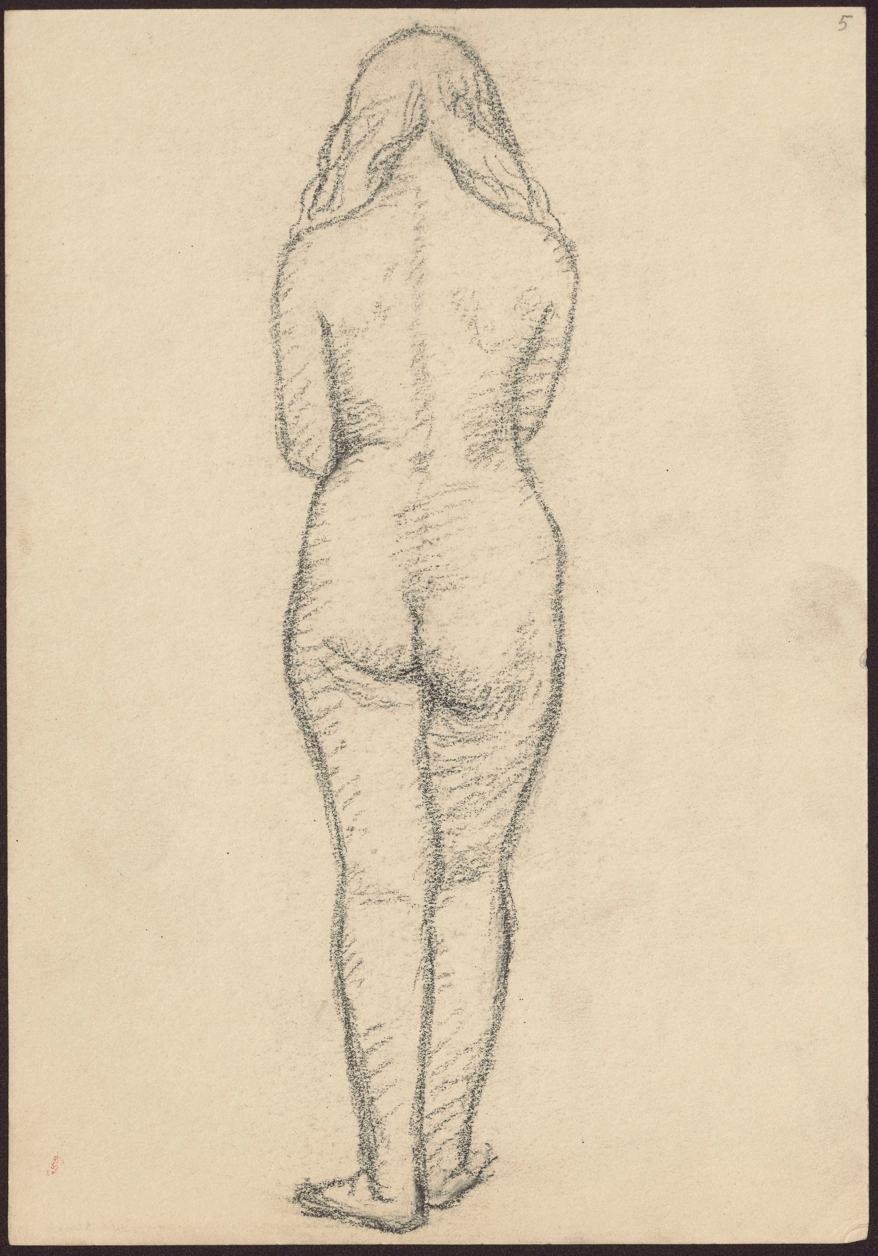 《一个背对着身子的女孩的裸体》（Nude of a girl with her back turned）｜塔德乌什·马科夫斯基 Tadeusz Makowski｜1908-1910