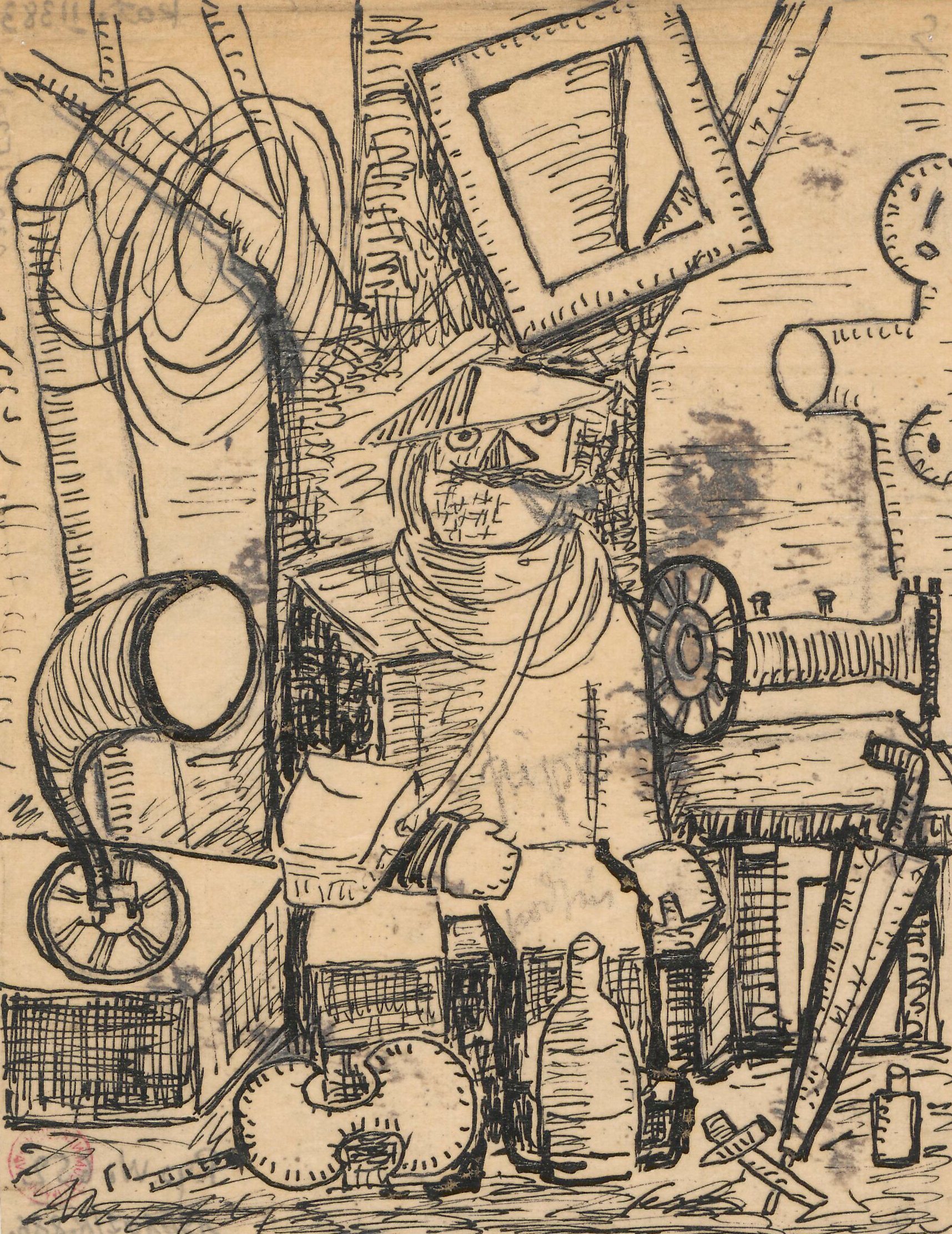 《最终版本的“古董”绘图。》（'Antiquarian' drawing of the final version.）｜塔德乌什·马科夫斯基 Tadeusz Makowski｜1930