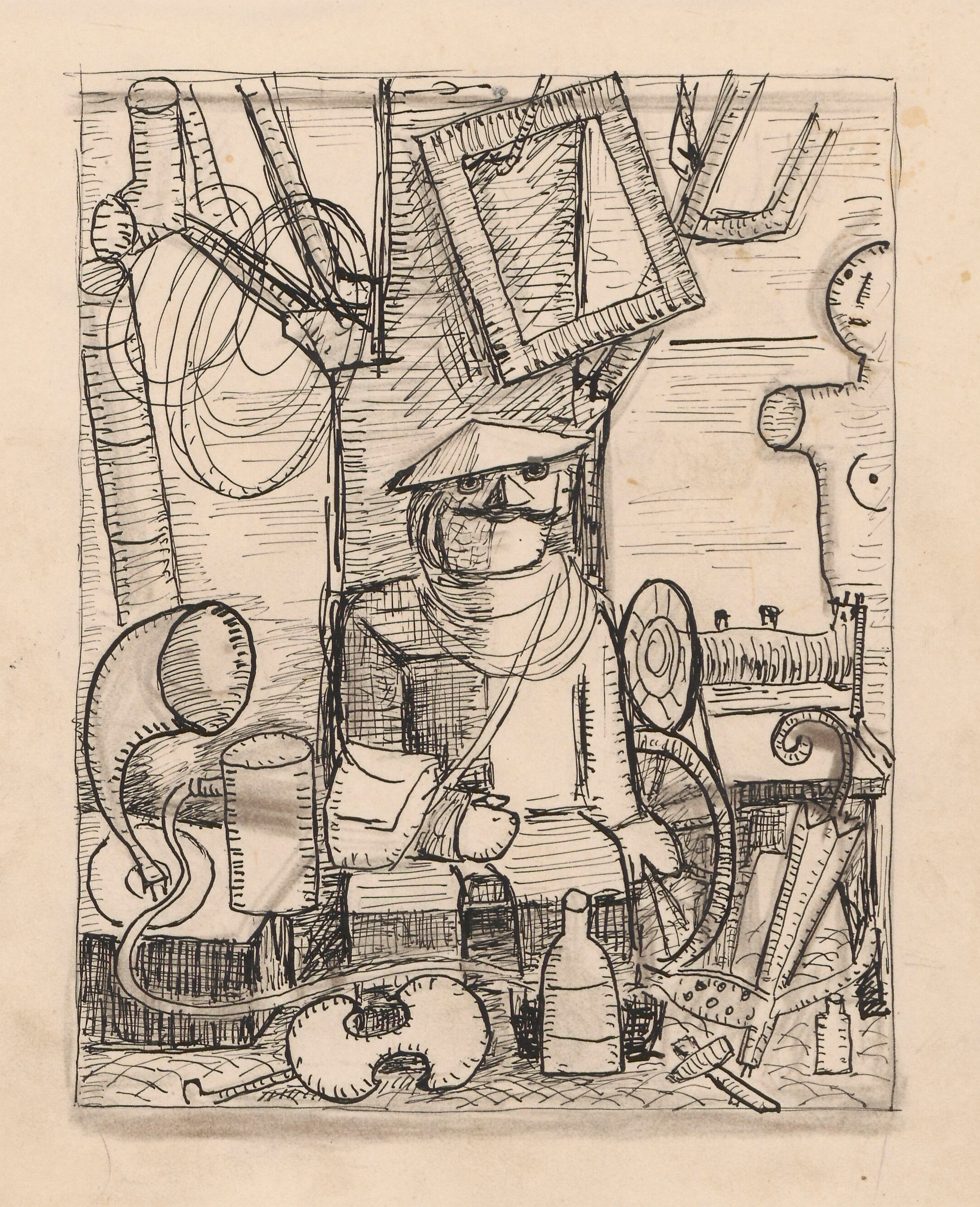 《最终版本的“古董”绘图》（'Antiquarian' drawing of the final version）｜塔德乌什·马科夫斯基 Tadeusz Makowski｜1930