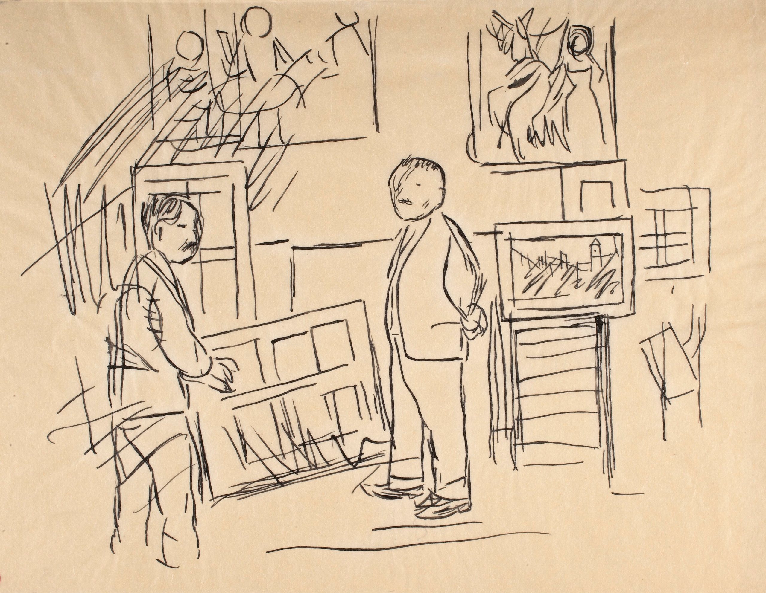 《画作一角，来自 Hôtel Drouot 周期拍卖》（Corner with paintings, from the Auction in Hôtel Drouot cycle）｜塔德乌什·马科夫斯基 Tadeusz Makowski｜1931-1932