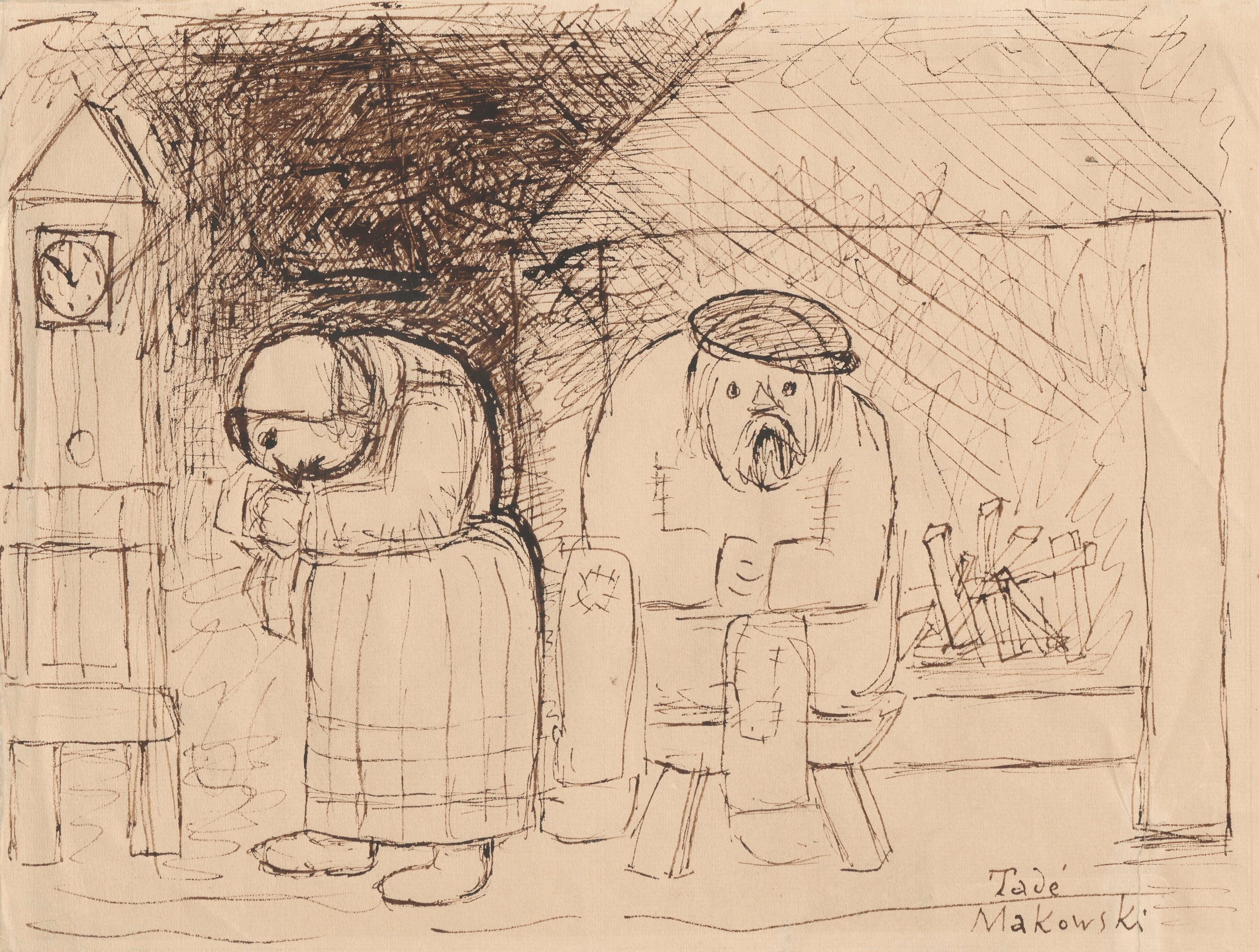 《爷爷和爸爸》（Grandpa and Baba）｜塔德乌什·马科夫斯基 Tadeusz Makowski｜1932
