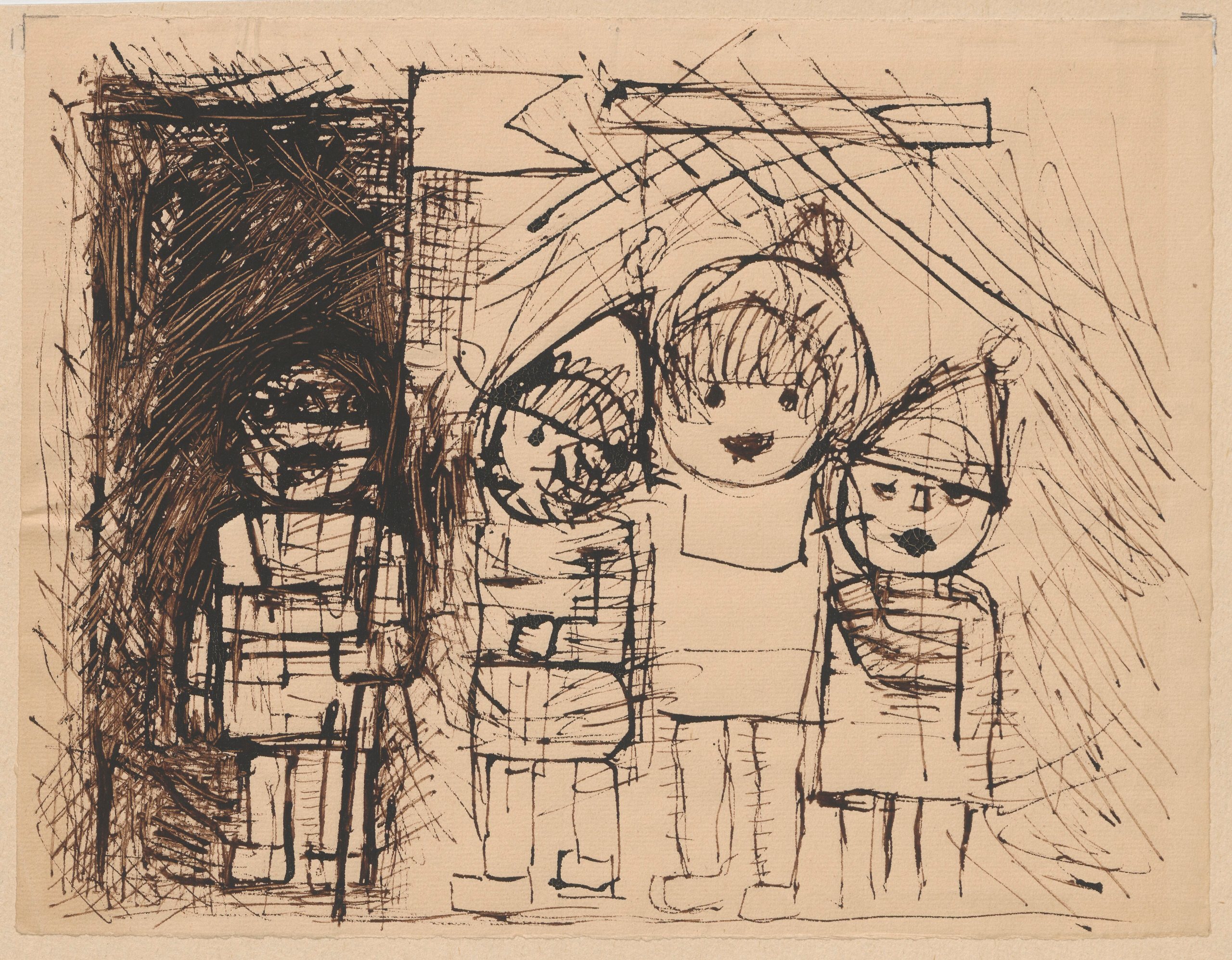 《孩子们举着横幅》（Children with a banner）｜塔德乌什·马科夫斯基 Tadeusz Makowski｜1932