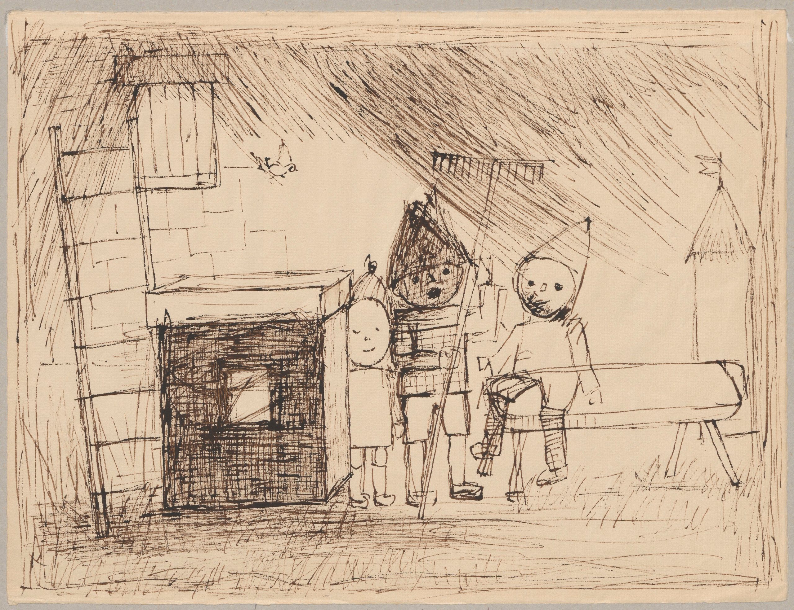 《拿着耙子的孩子们》（Children with rakes）｜塔德乌什·马科夫斯基 Tadeusz Makowski｜1932