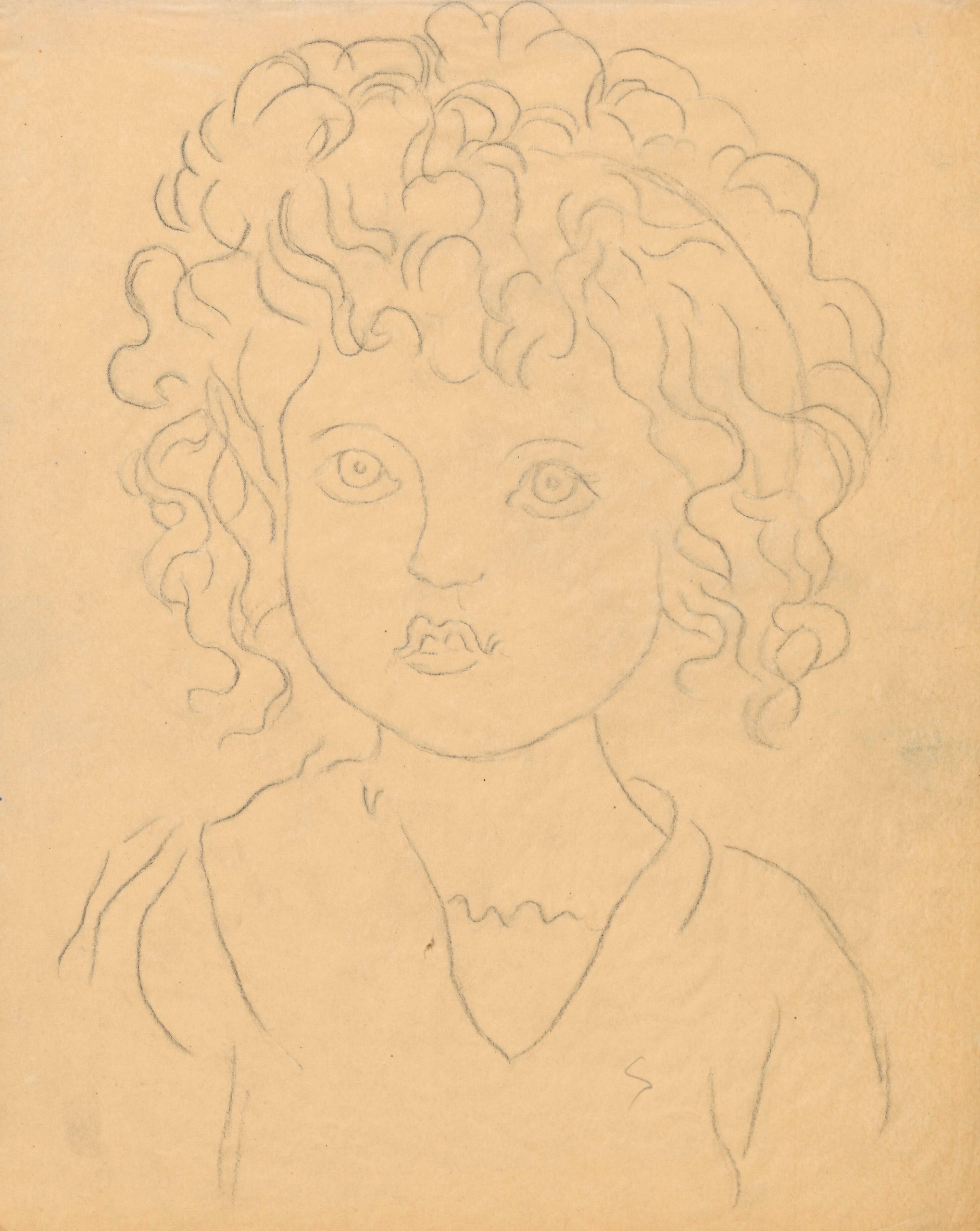 《女生大卷发发型》（A girl with large hair in curls）｜塔德乌什·马科夫斯基 Tadeusz Makowski｜1926