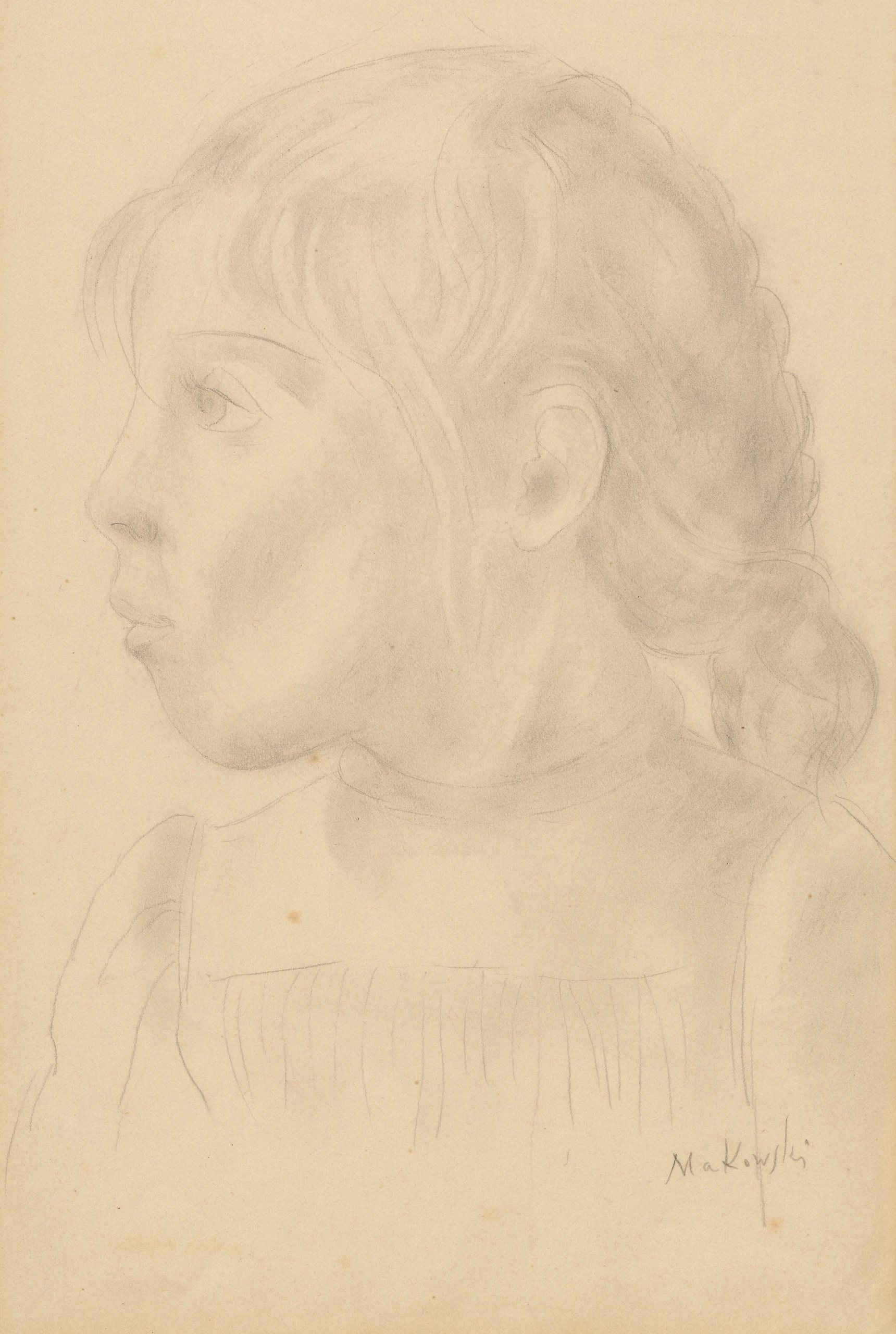 《一个扎辫子的女孩》（A girl with a braid）｜塔德乌什·马科夫斯基 Tadeusz Makowski｜1920-1927