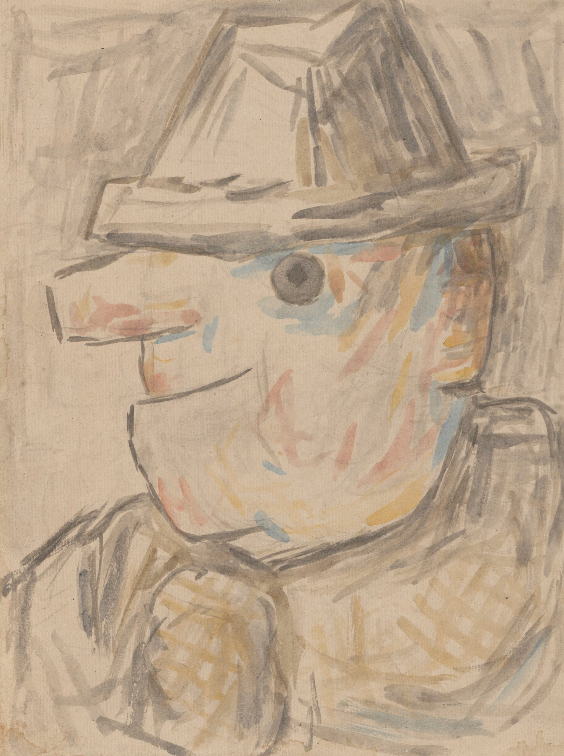 《戴帽子的男人头像》（Head of a man in a hat）｜塔德乌什·马科夫斯基 Tadeusz Makowski｜1931-1932