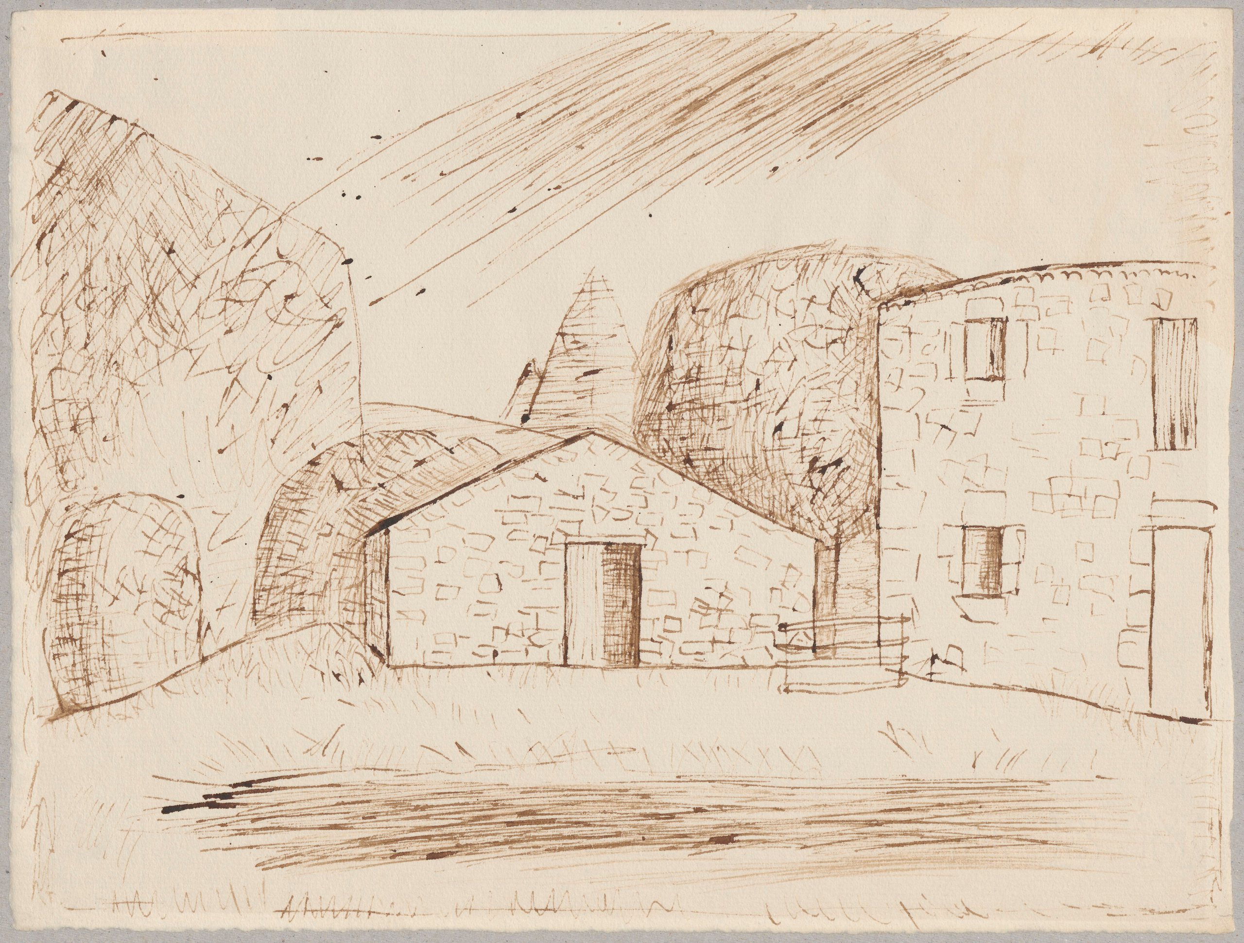 《一个可以看到成堆谷物的农场》（A farm with a view of piles of grain）｜塔德乌什·马科夫斯基 Tadeusz Makowski｜1932