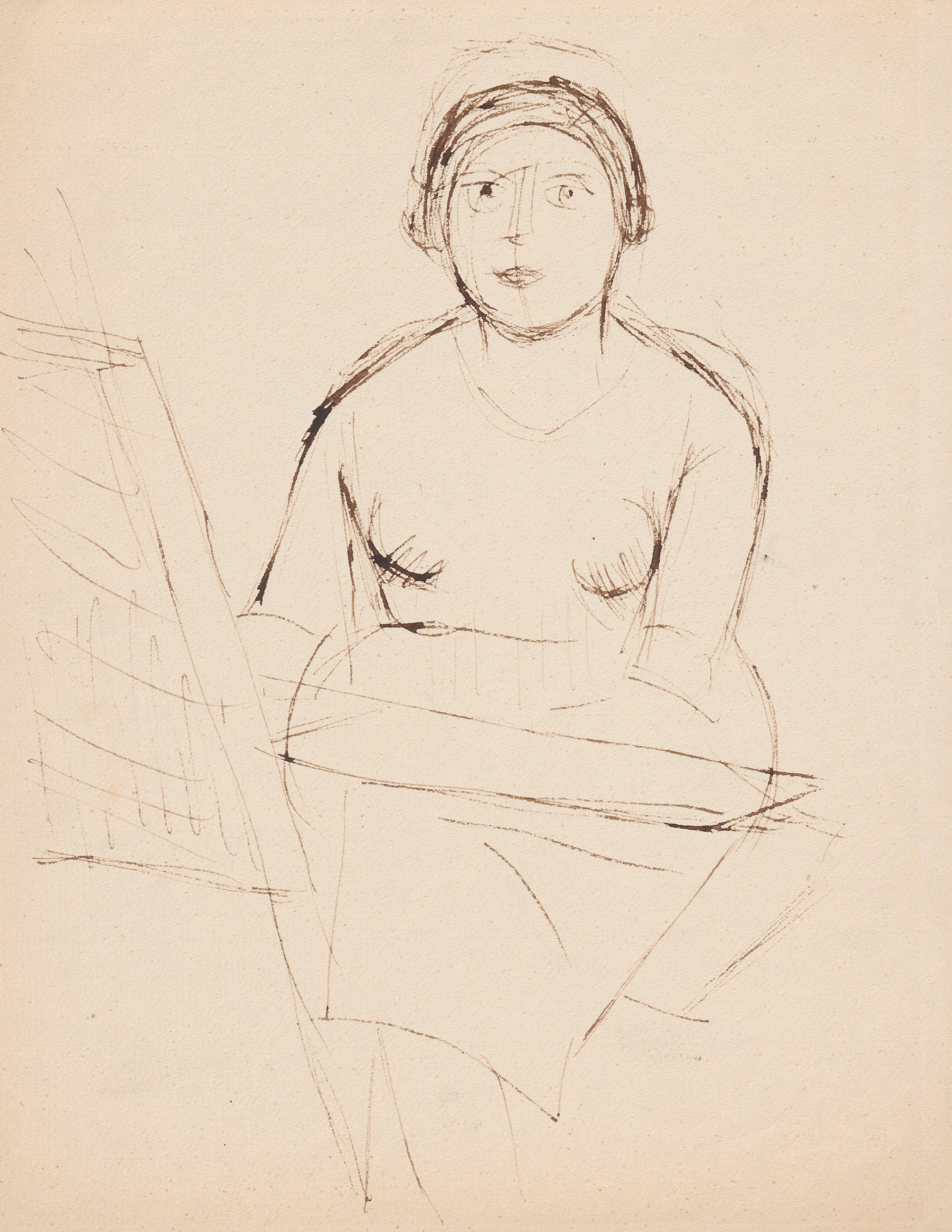 《坐在织布机前的女人》（Woman sitting at the loom）｜塔德乌什·马科夫斯基 Tadeusz Makowski｜1932