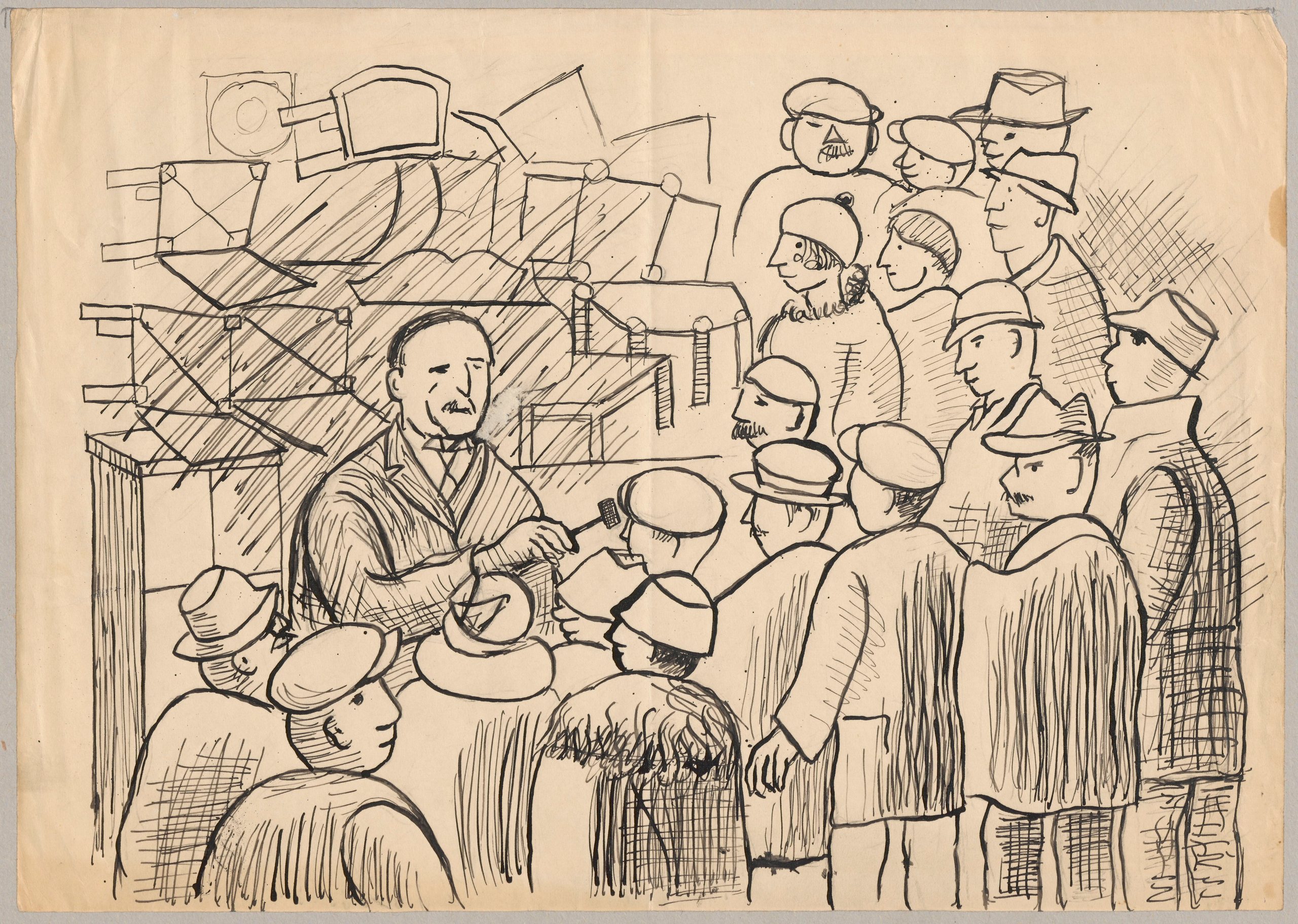 《家具拍卖师，来自“德鲁奥酒店拍卖”系列》（Auctioneer among furniture, from the series 'Auction at Hôtel Drouot'）｜塔德乌什·马科夫斯基 Tadeusz Makowski｜1931-1932