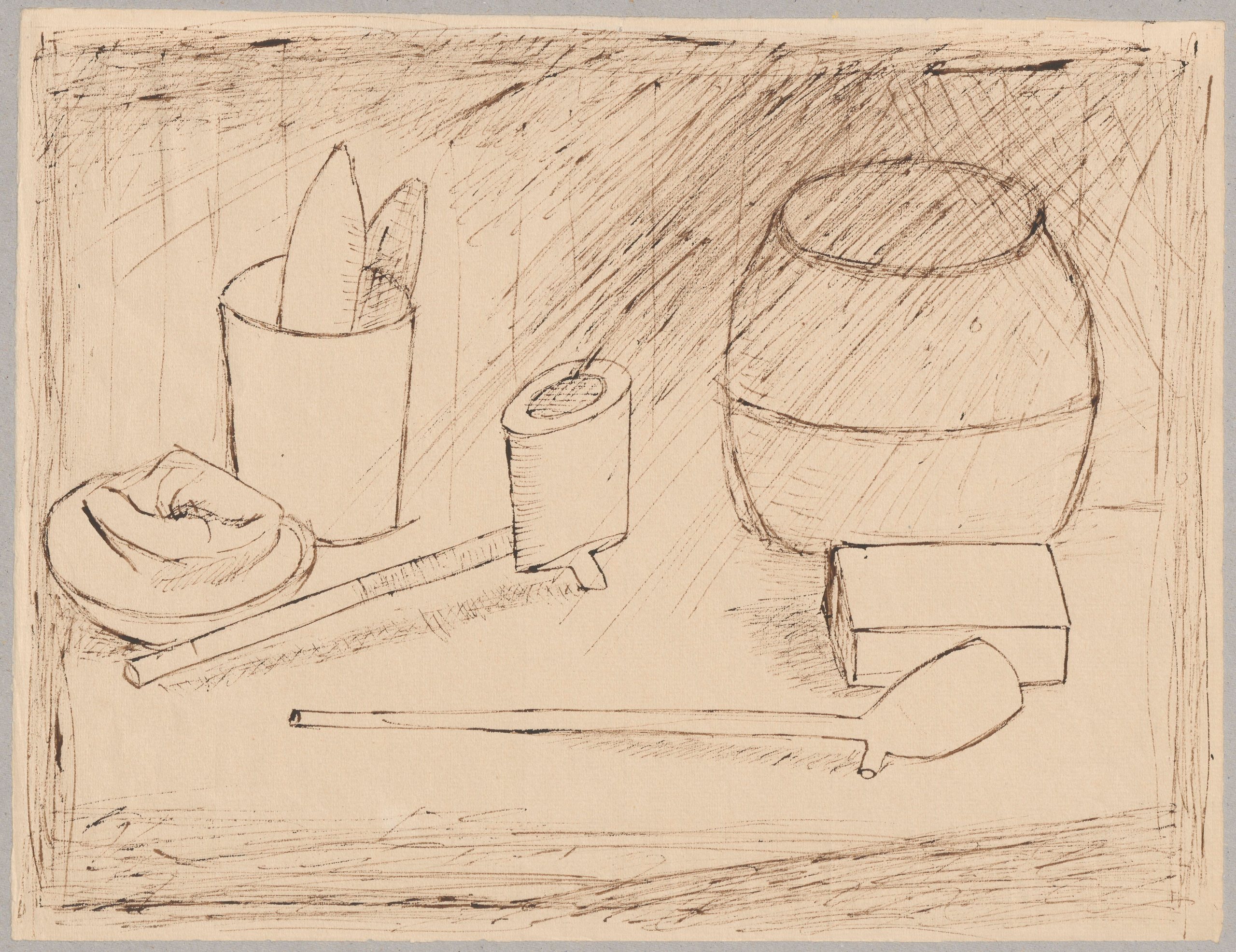 《有管子和罐子的静物》（Still life with pipes and a jar）｜塔德乌什·马科夫斯基 Tadeusz Makowski｜1932