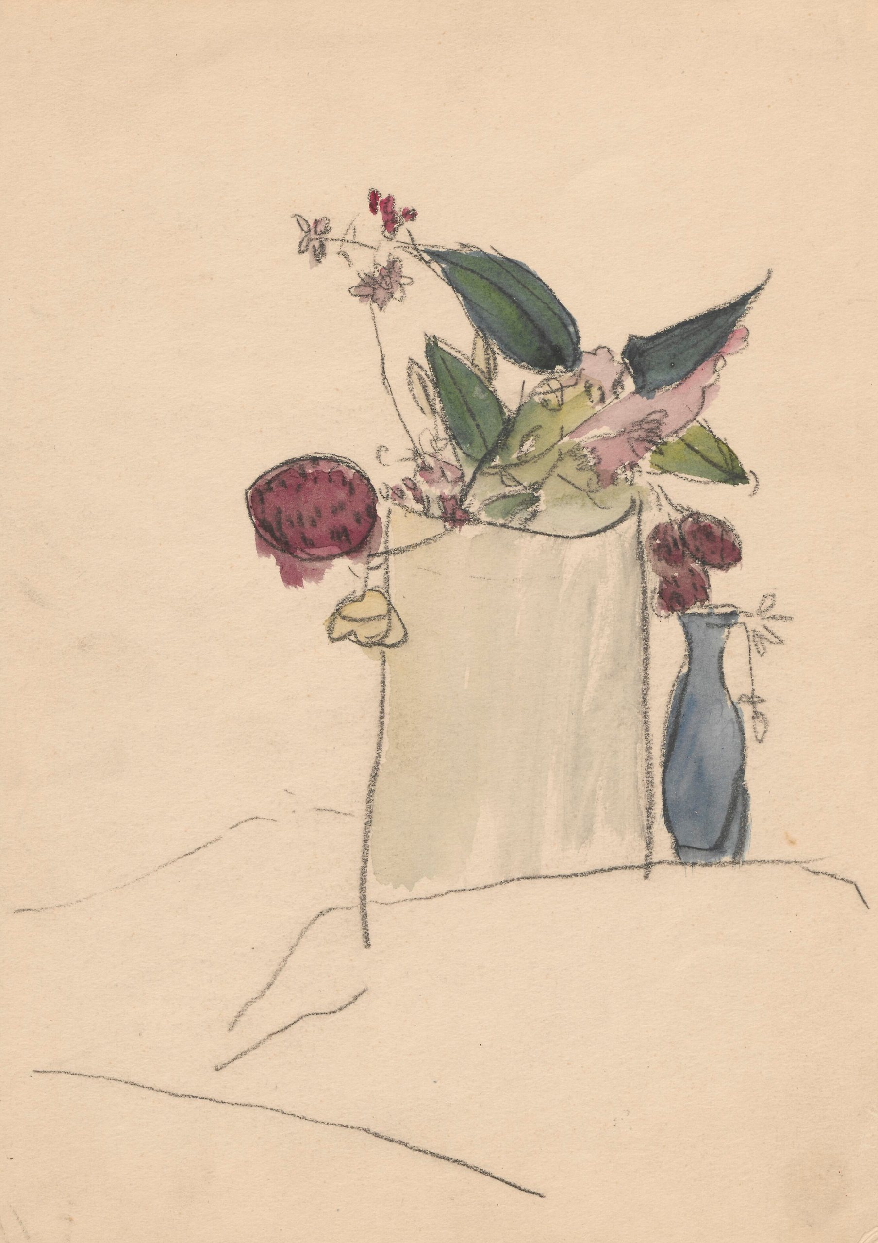 《有两个花瓶里的花的静物》（Still life with flowers in two vases）｜塔德乌什·马科夫斯基 Tadeusz Makowski｜1917
