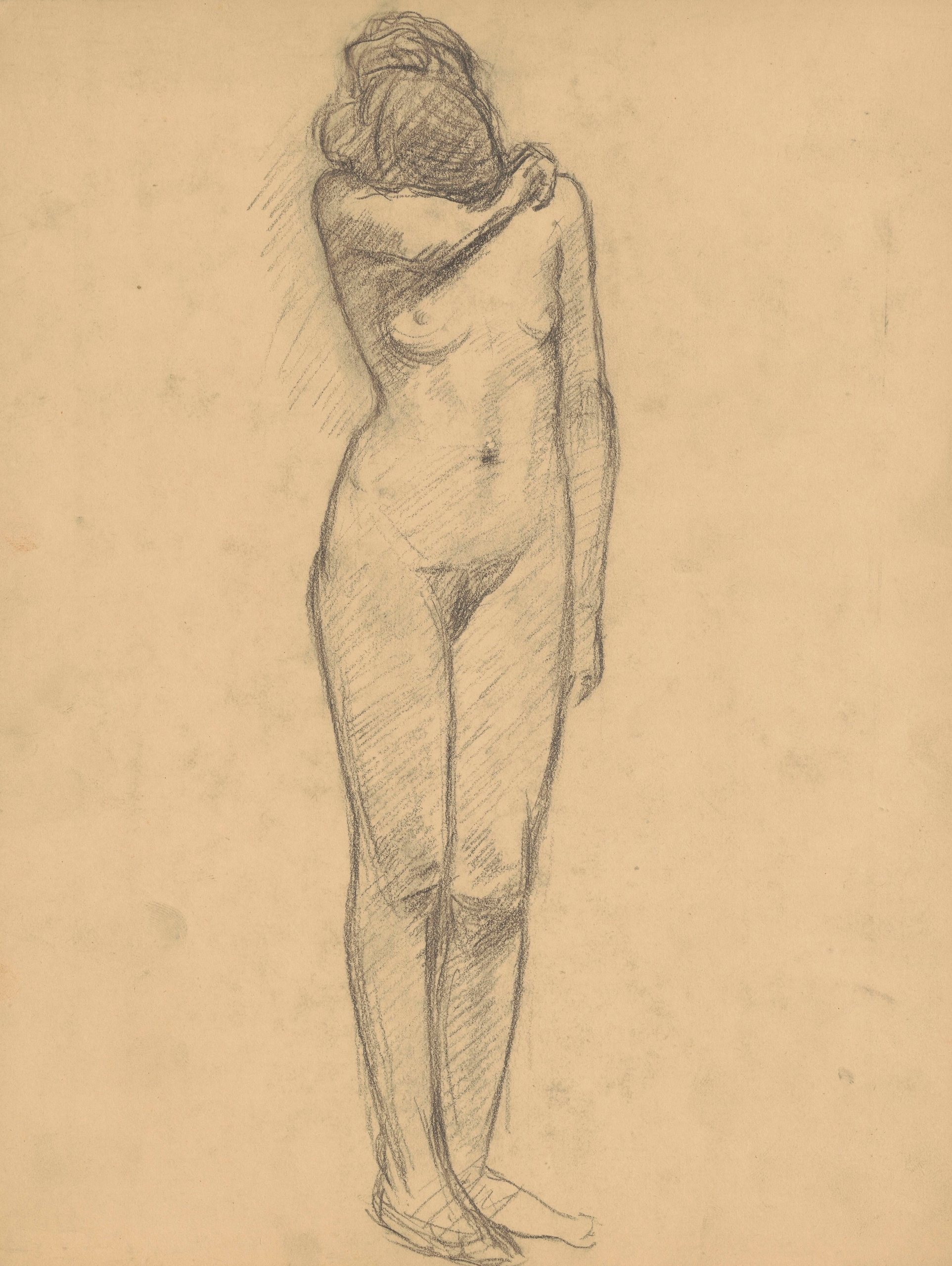 《一名年轻女子几乎笔直地站在前方》（A young woman standing almost straight ahead）｜塔德乌什·马科夫斯基 Tadeusz Makowski｜1908-1910