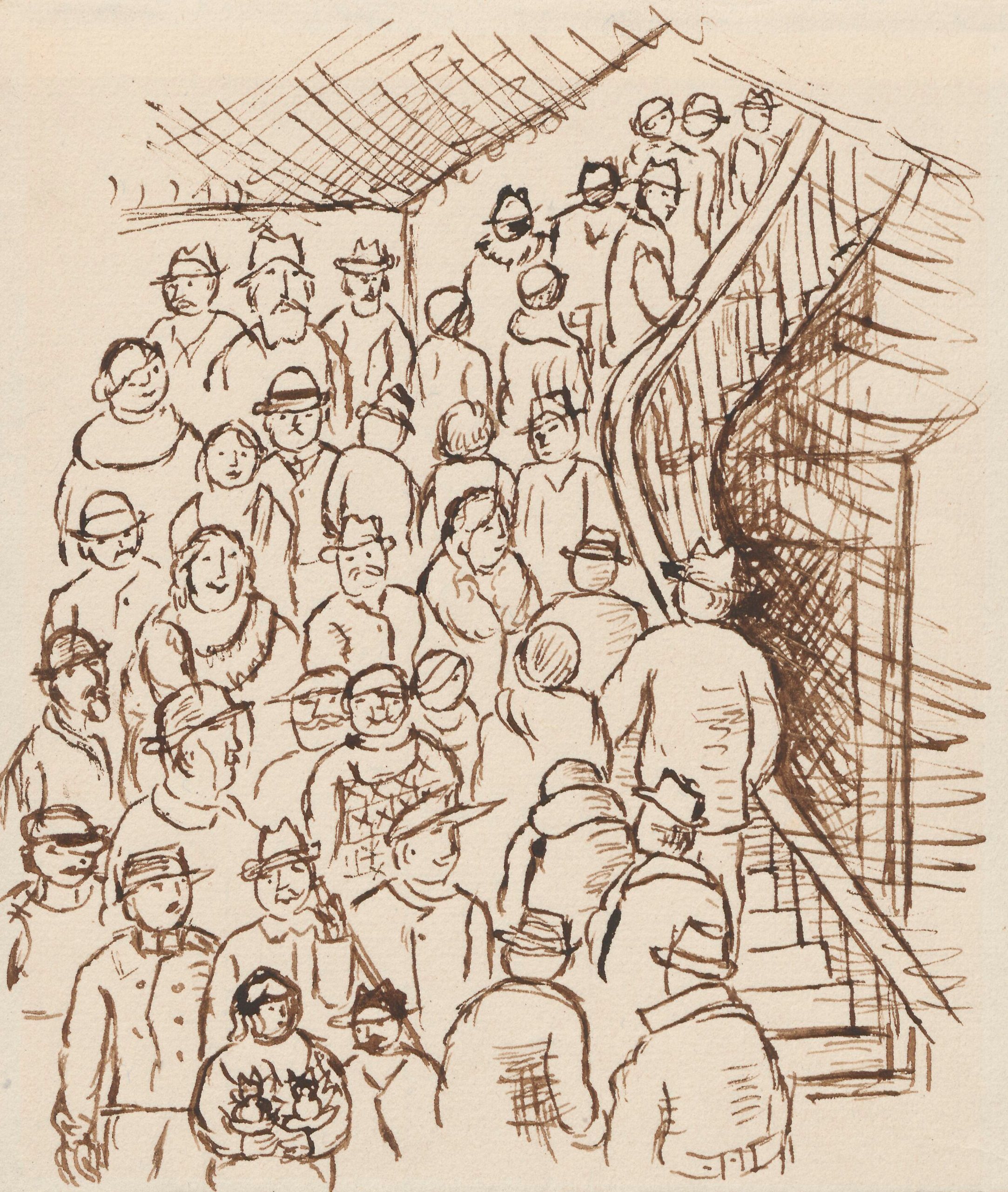 《蚁丘 – 楼梯视图，来自“德鲁奥酒店拍卖”系列》（Anthill - view of the stairs, from the series 'Auction at Hôtel Drouot'）｜塔德乌什·马科夫斯基 Tadeusz Makowski｜1931-1932