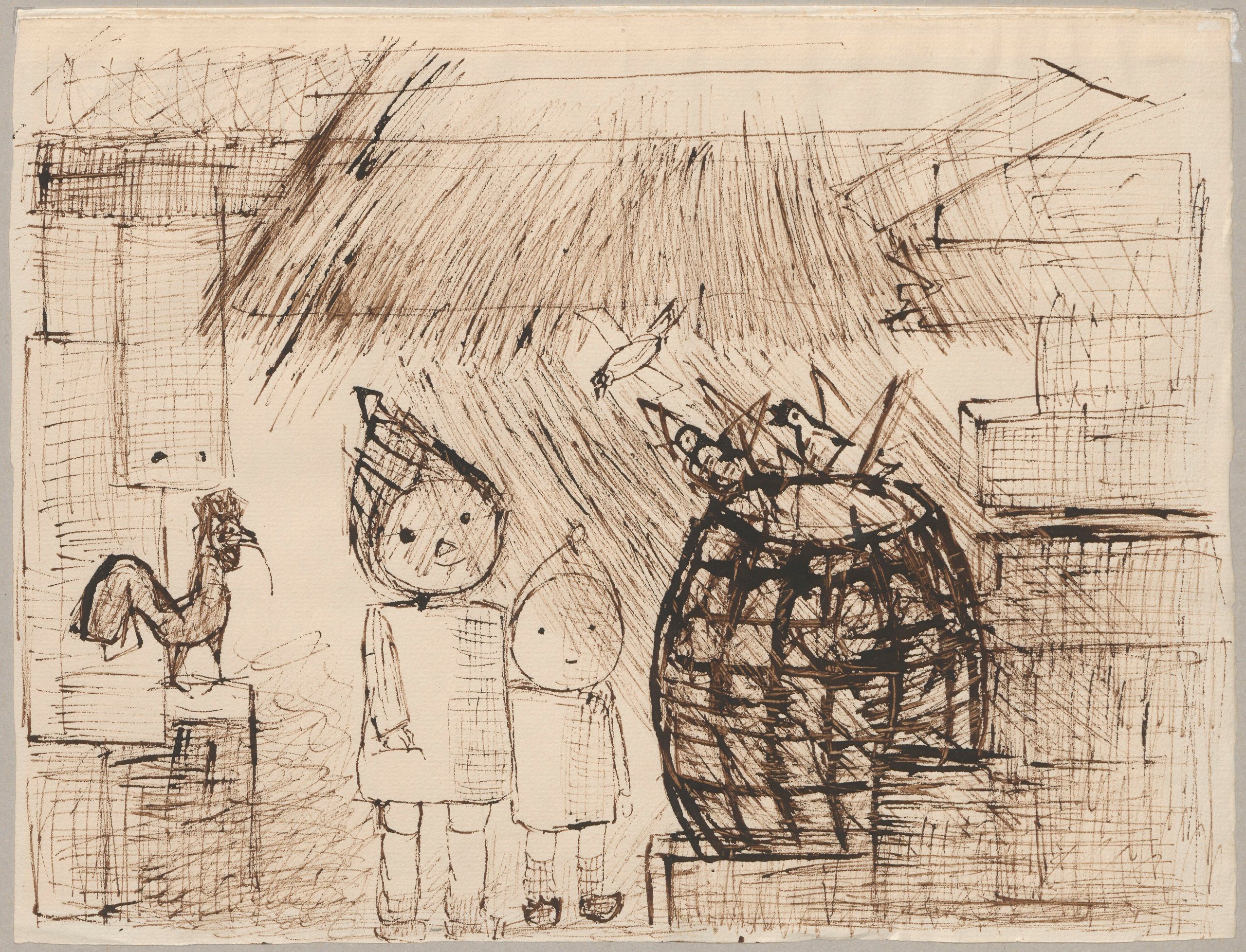 《在棚屋的门槛上》（On the threshold of the shed）｜塔德乌什·马科夫斯基 Tadeusz Makowski｜1932
