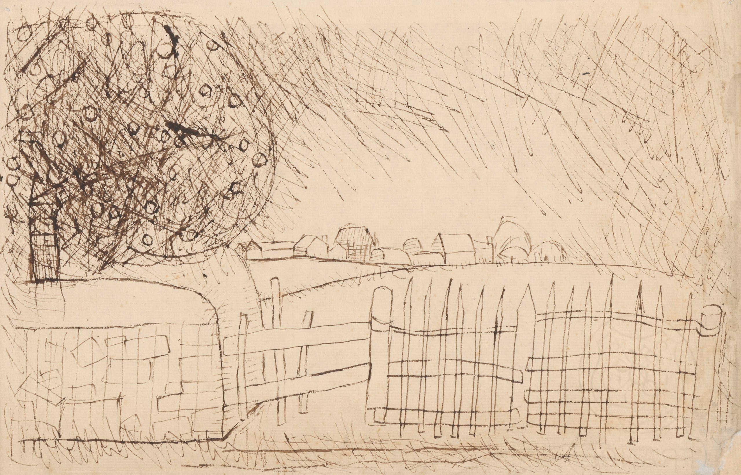 《有苹果树的乡村风景》（Rural landscape with an apple tree）｜塔德乌什·马科夫斯基 Tadeusz Makowski｜1932