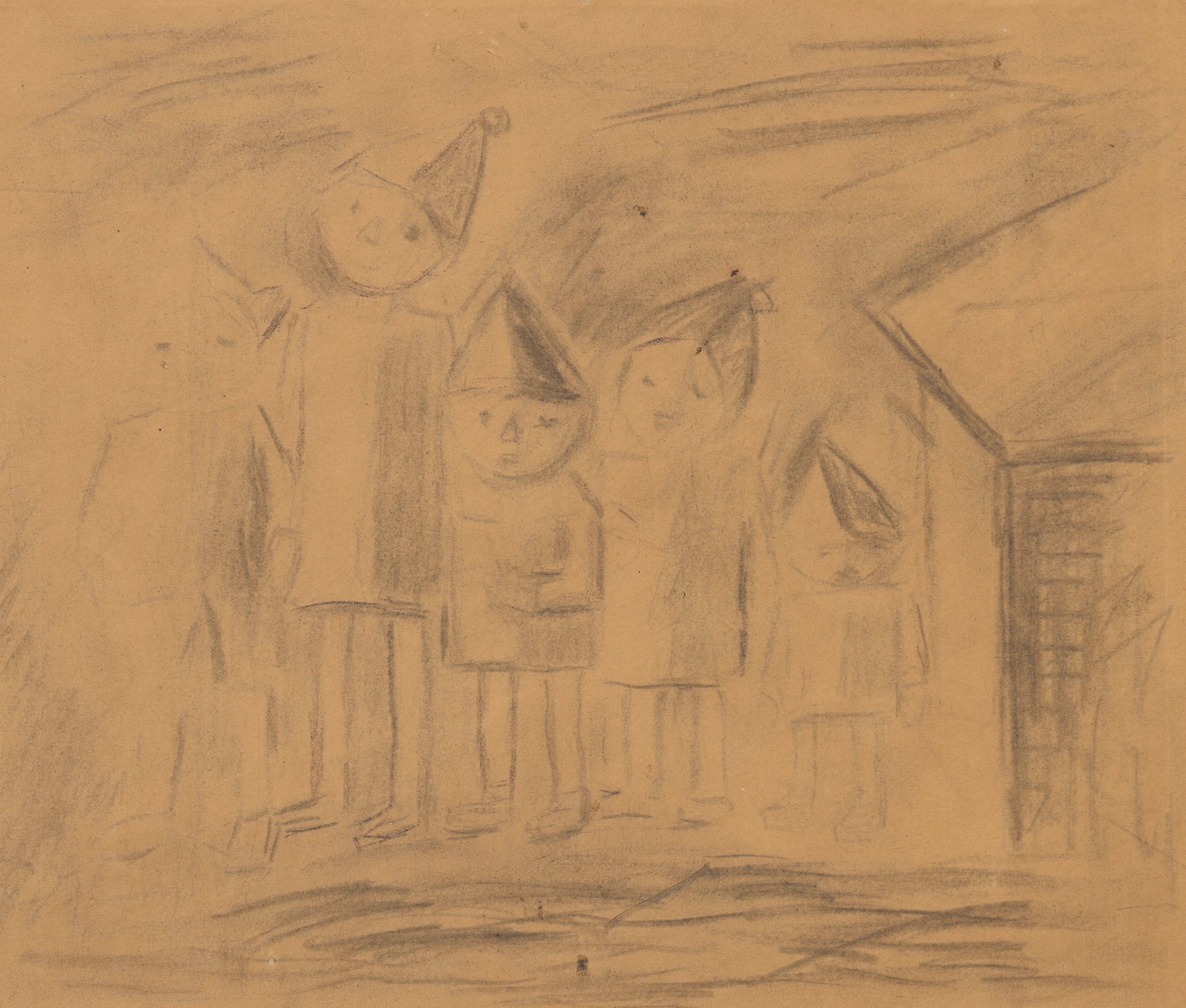 《五个孩子站成一排》（Five children standing in a row）｜塔德乌什·马科夫斯基 Tadeusz Makowski｜1928