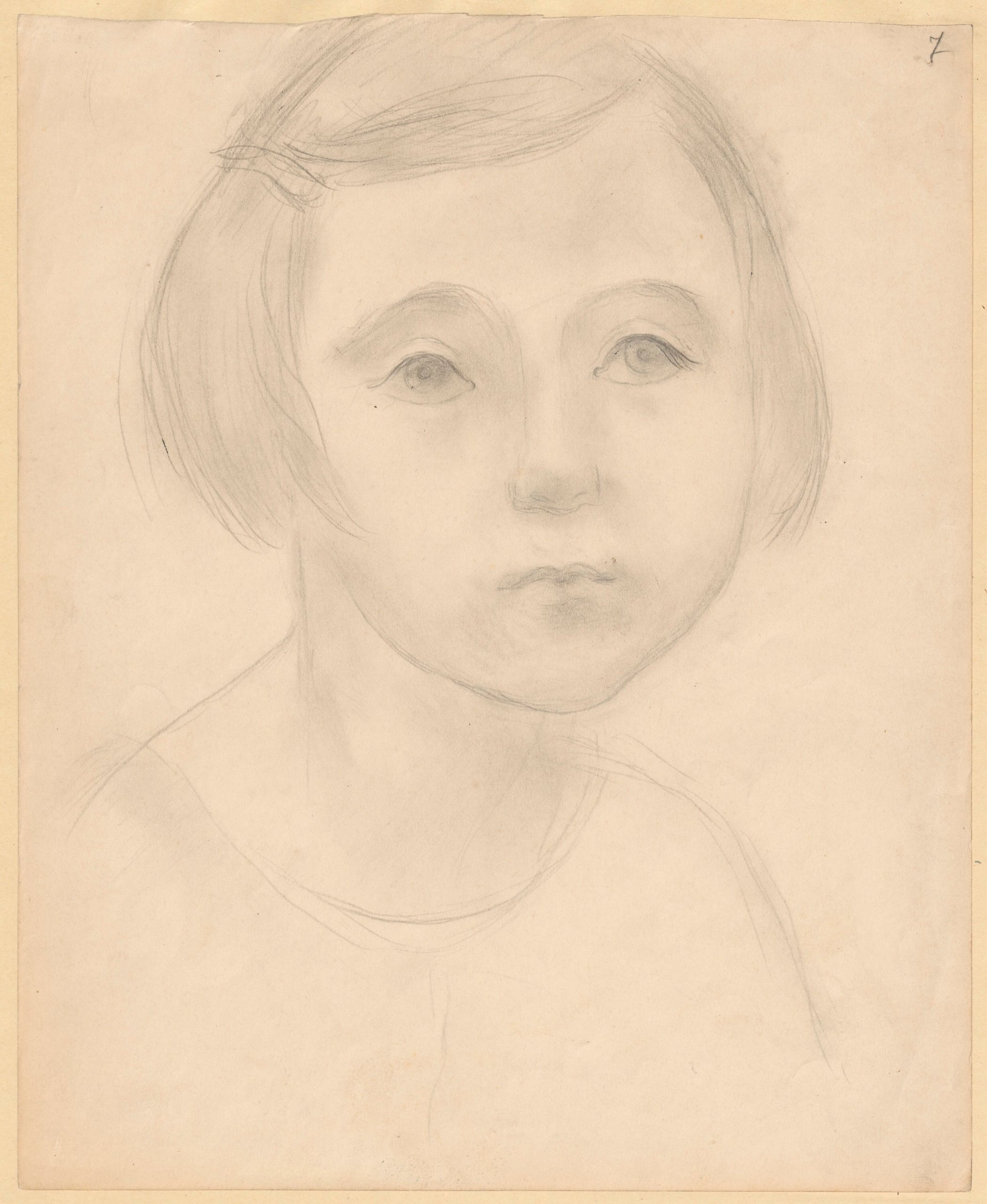 《短发扭唇女孩半身像》（Bust of a girl with short hair and twisted lips）｜塔德乌什·马科夫斯基 Tadeusz Makowski｜1920-1927