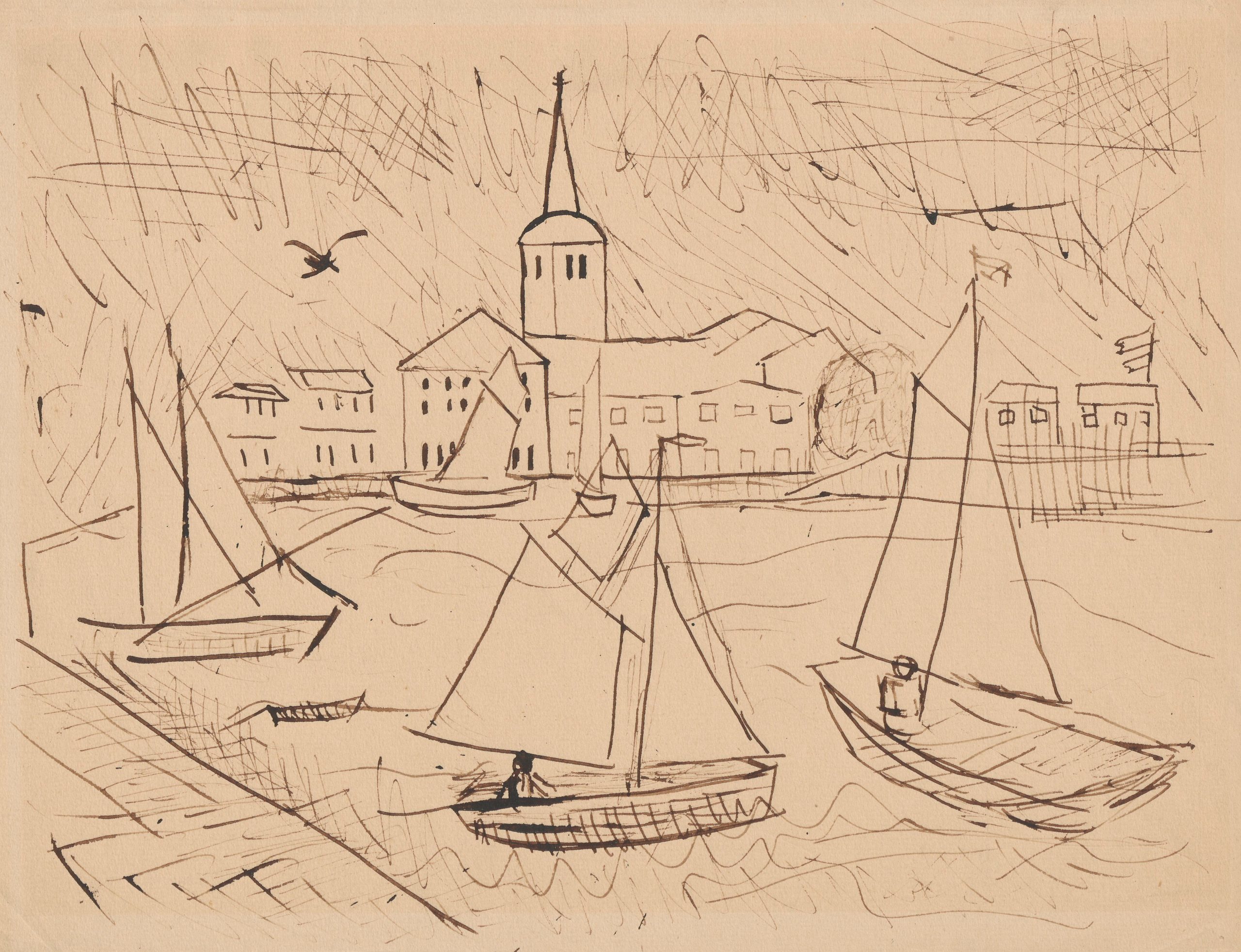 《港口俯瞰城市》（Harbor overlooking the city）｜塔德乌什·马科夫斯基 Tadeusz Makowski｜1932