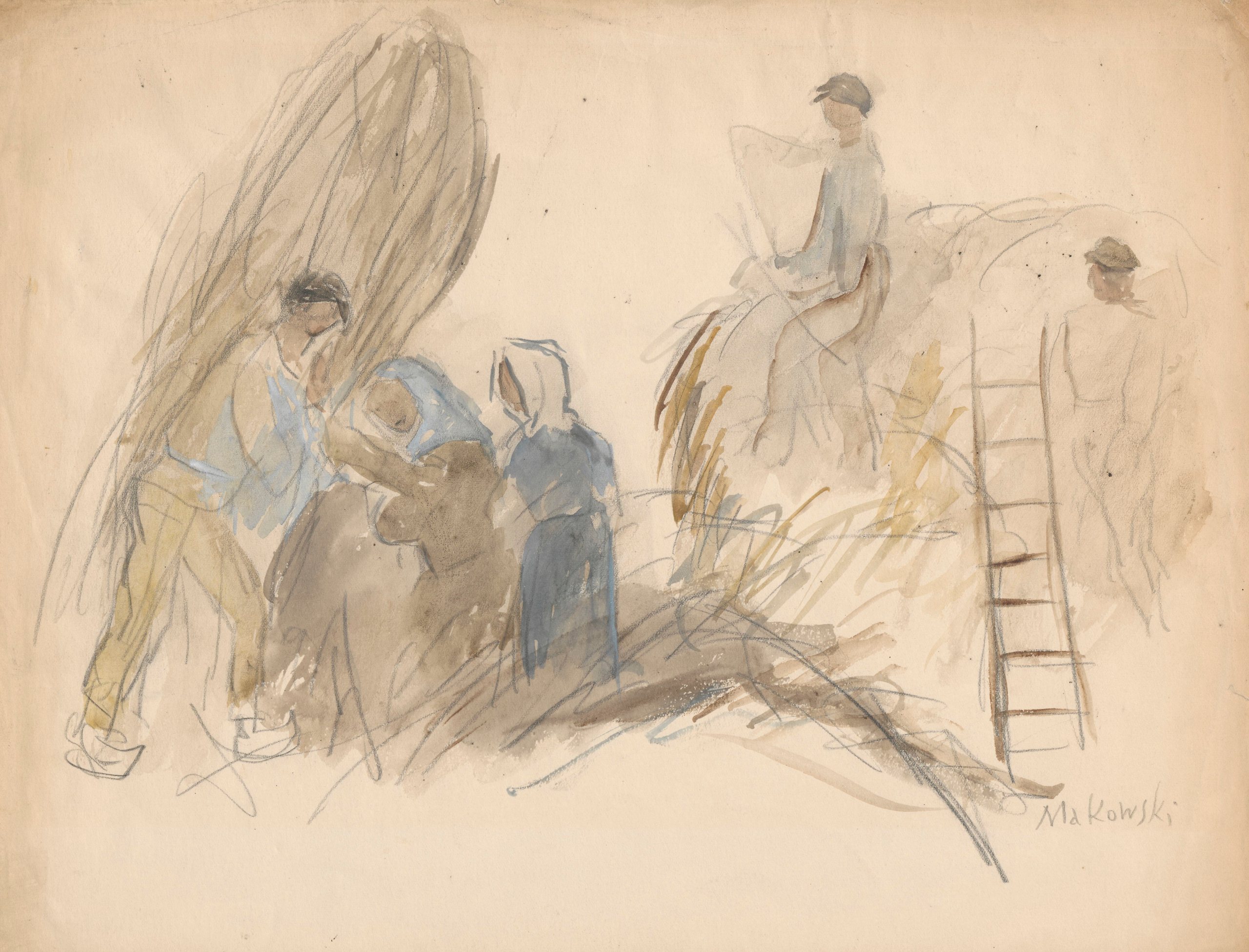 《在外地工作》（Working in the field）｜塔德乌什·马科夫斯基 Tadeusz Makowski｜1924