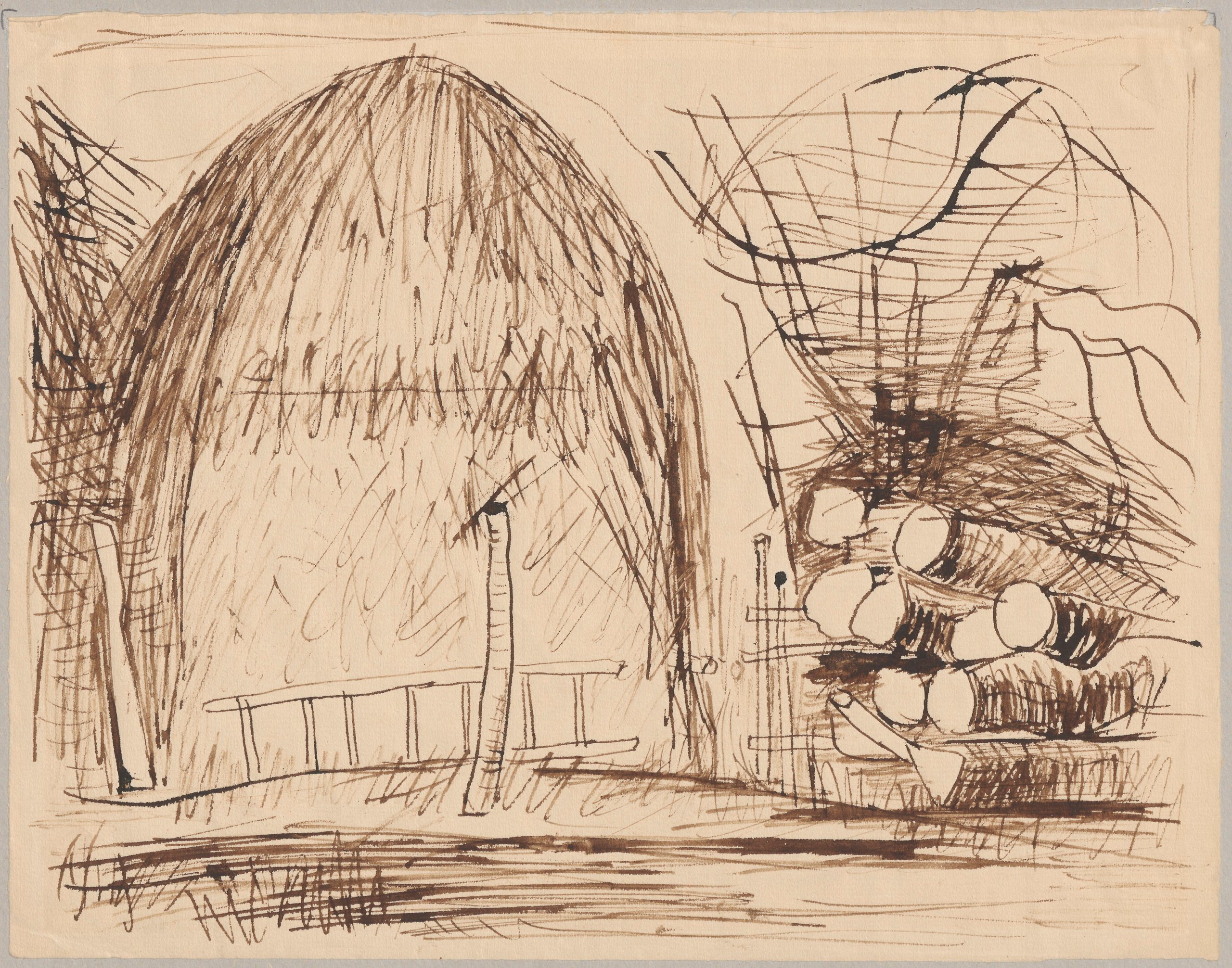 《堆和堆木头》（Stack and pile of wood）｜塔德乌什·马科夫斯基 Tadeusz Makowski｜1932