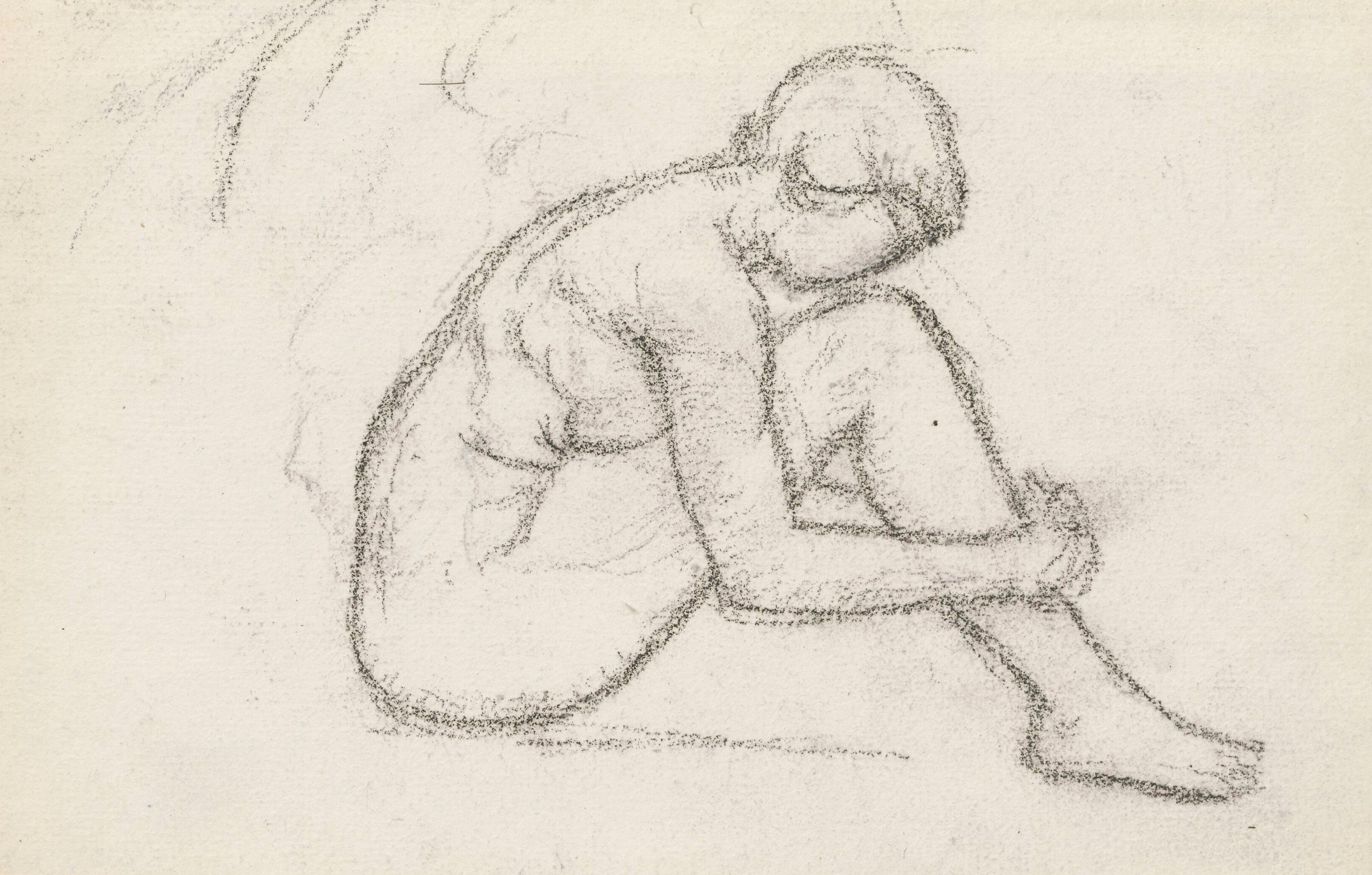《坐在地上的女孩的裸体研究》（Nude study of a girl sitting on the ground）｜塔德乌什·马科夫斯基 Tadeusz Makowski｜1908-1910