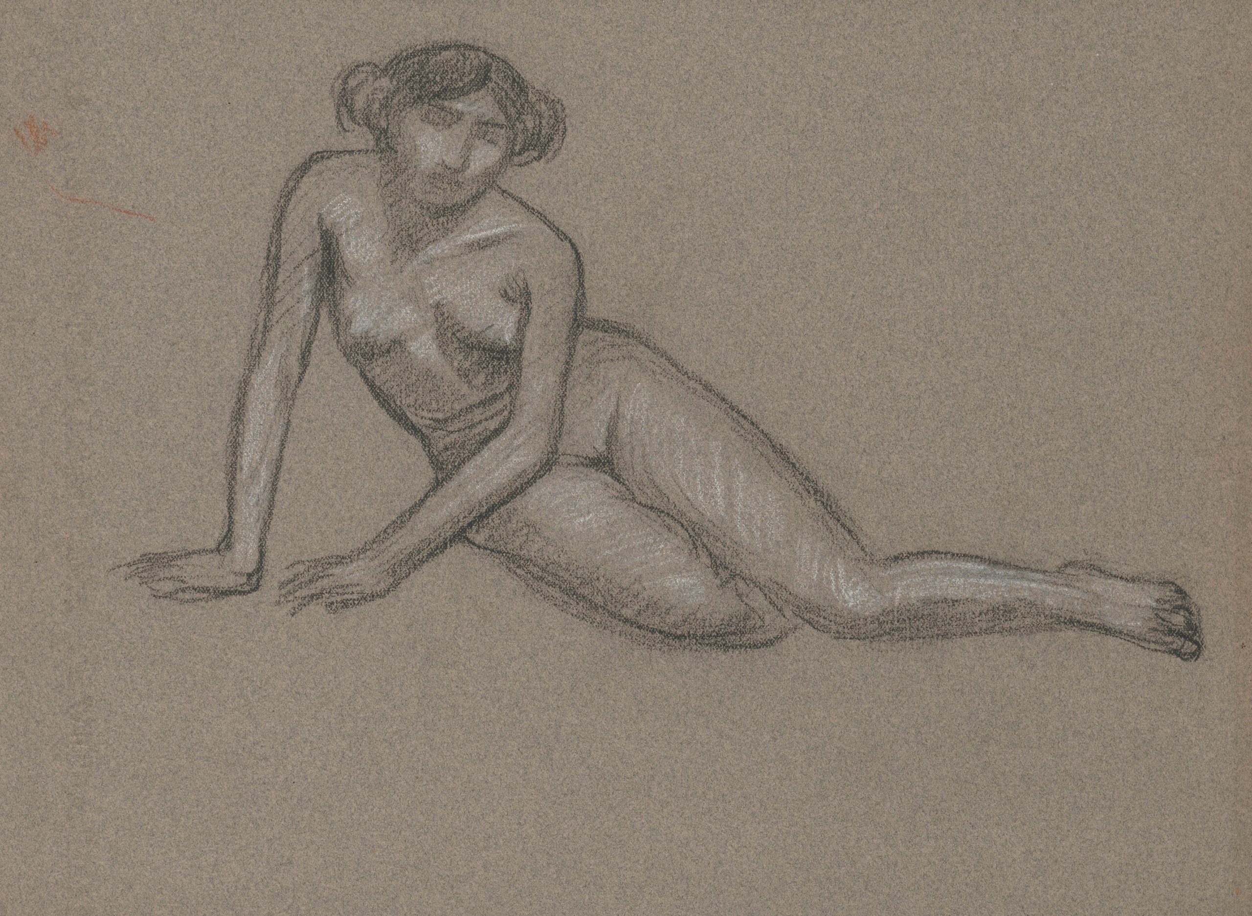 《躺着的女人的裸体研究》（Nude study of a woman lying down）｜塔德乌什·马科夫斯基 Tadeusz Makowski｜1908-1910