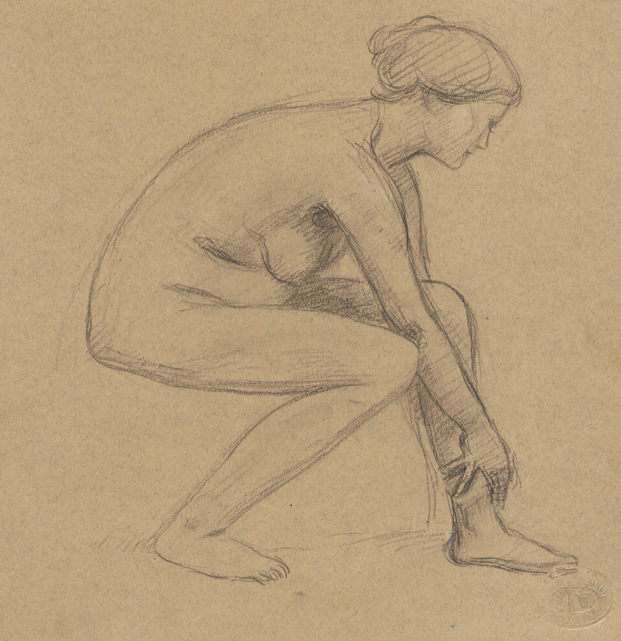 《对坐着的女人的裸体研究》（Study of the nude of a seated woman）｜塔德乌什·马科夫斯基 Tadeusz Makowski｜1908-1910