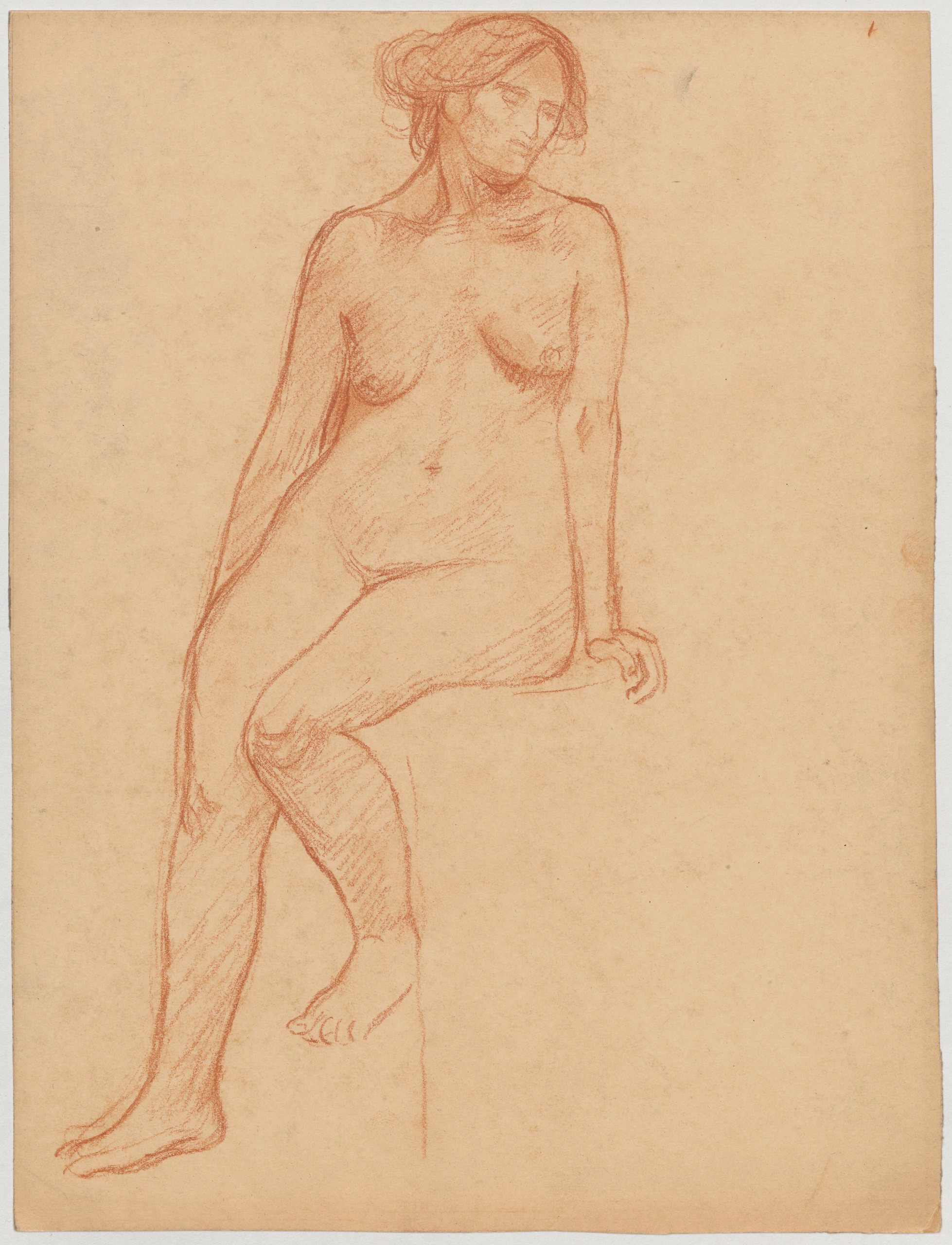 《对坐着的女人的裸体研究》（Study of the nude of a seated woman）｜塔德乌什·马科夫斯基 Tadeusz Makowski｜1908-1910
