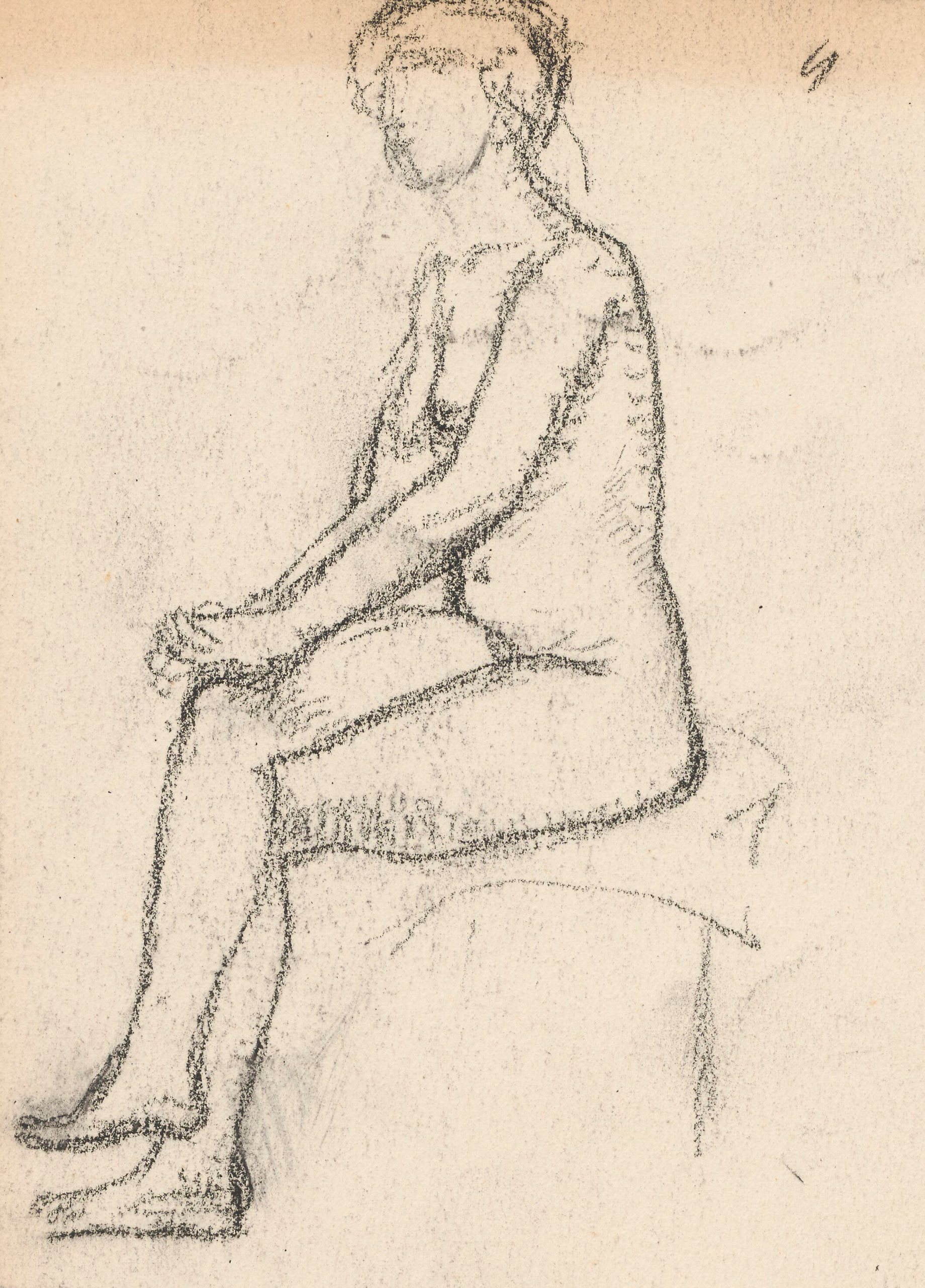 《对坐着的女人的裸体研究》（Study of the nude of a seated woman）｜塔德乌什·马科夫斯基 Tadeusz Makowski｜1908-1910