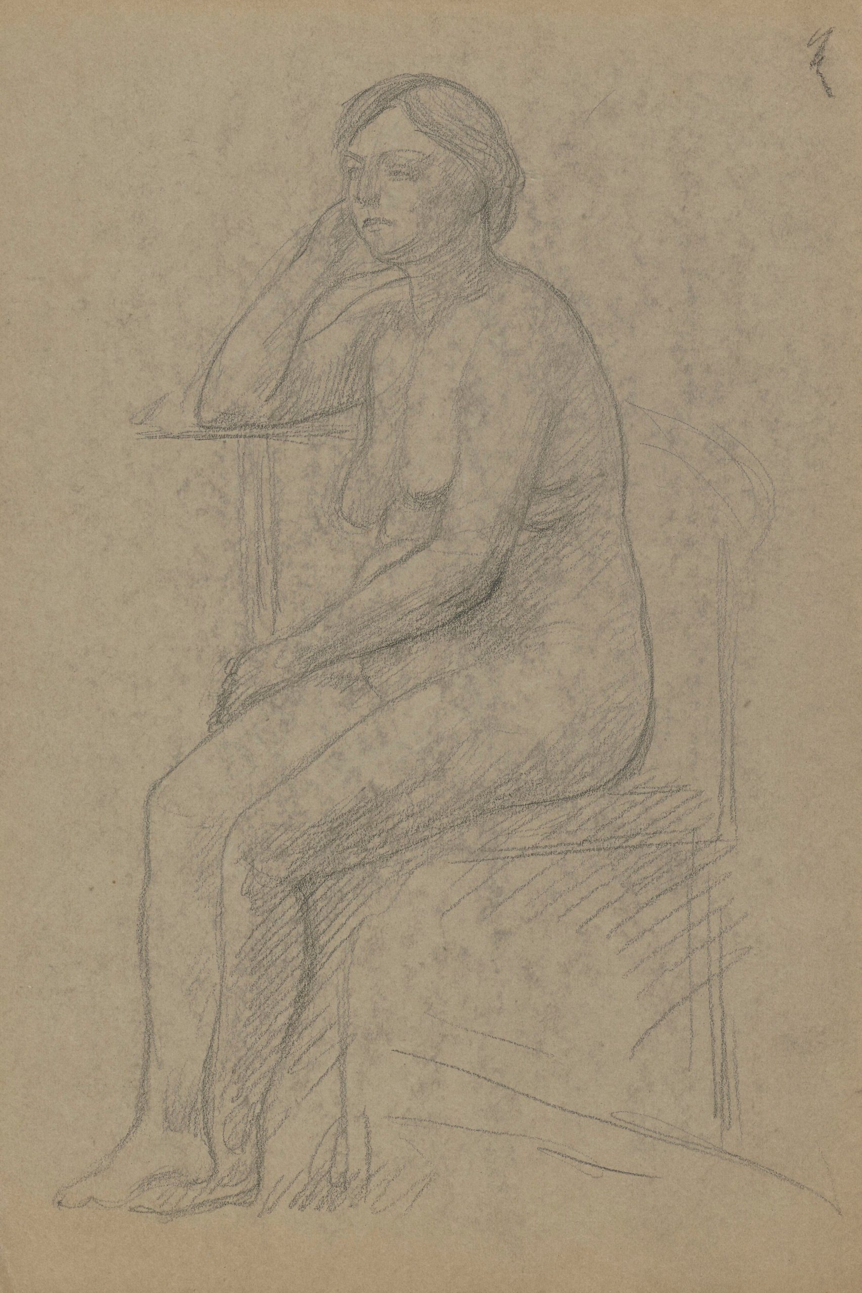 《对坐着的女人的裸体研究》（Study of the nude of a seated woman）｜塔德乌什·马科夫斯基 Tadeusz Makowski｜1908-1910