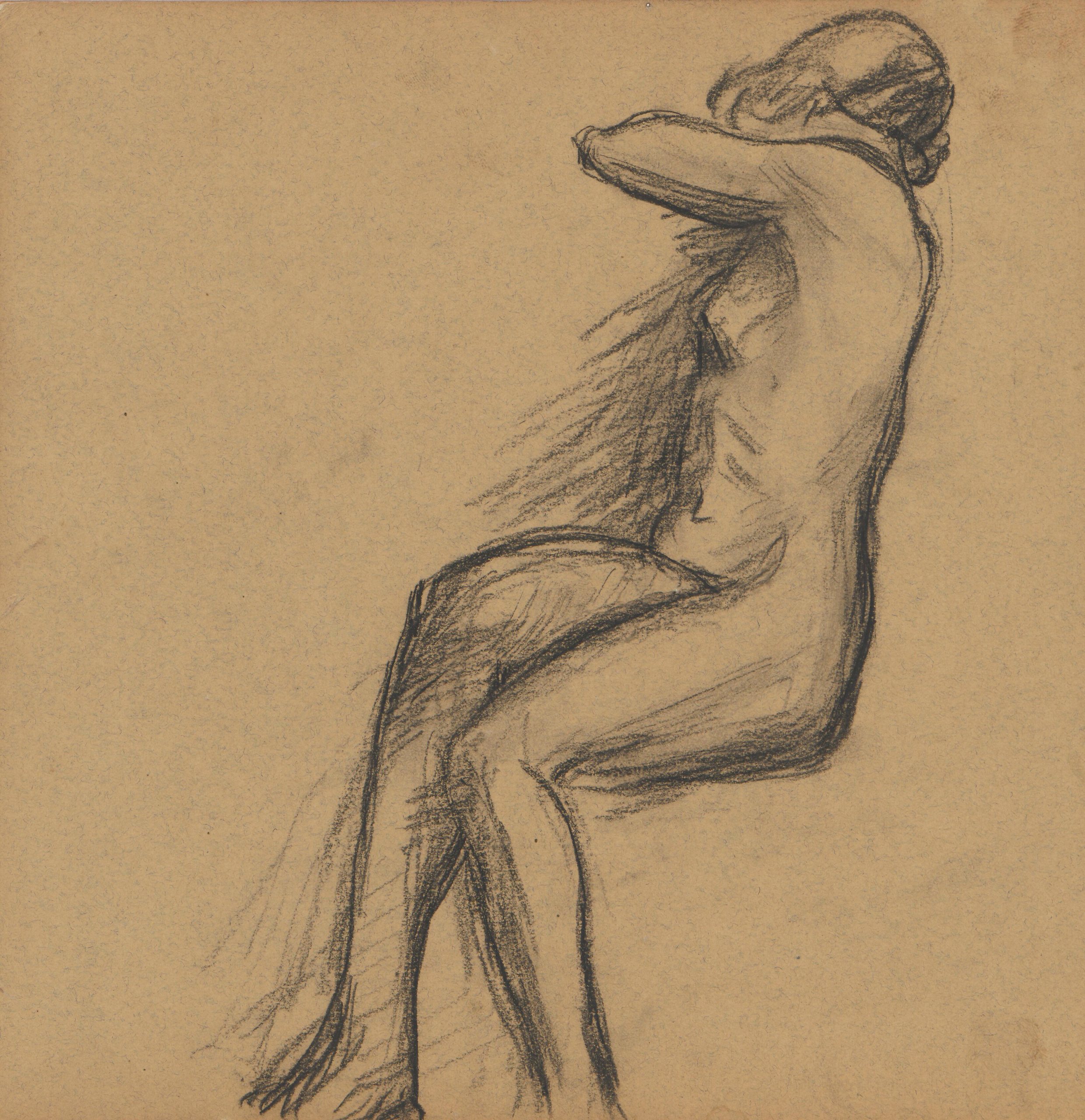 《对坐着的女人的裸体研究》（Study of the nude of a seated woman）｜塔德乌什·马科夫斯基 Tadeusz Makowski｜1908-1910