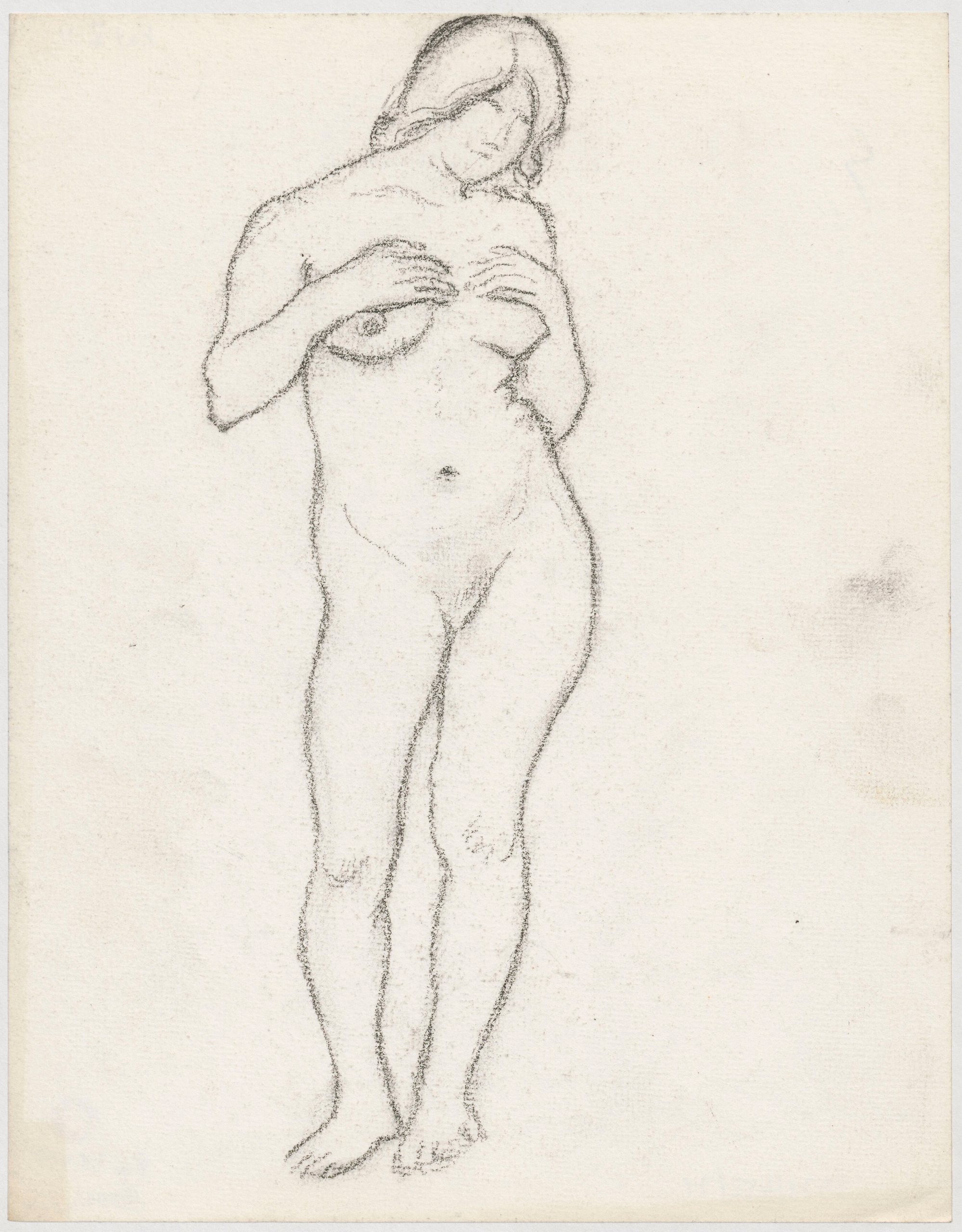 《对站立的女性裸体的研究》（Study of the nude of a woman standing in contrapposto）｜塔德乌什·马科夫斯基 Tadeusz Makowski｜1908-1910