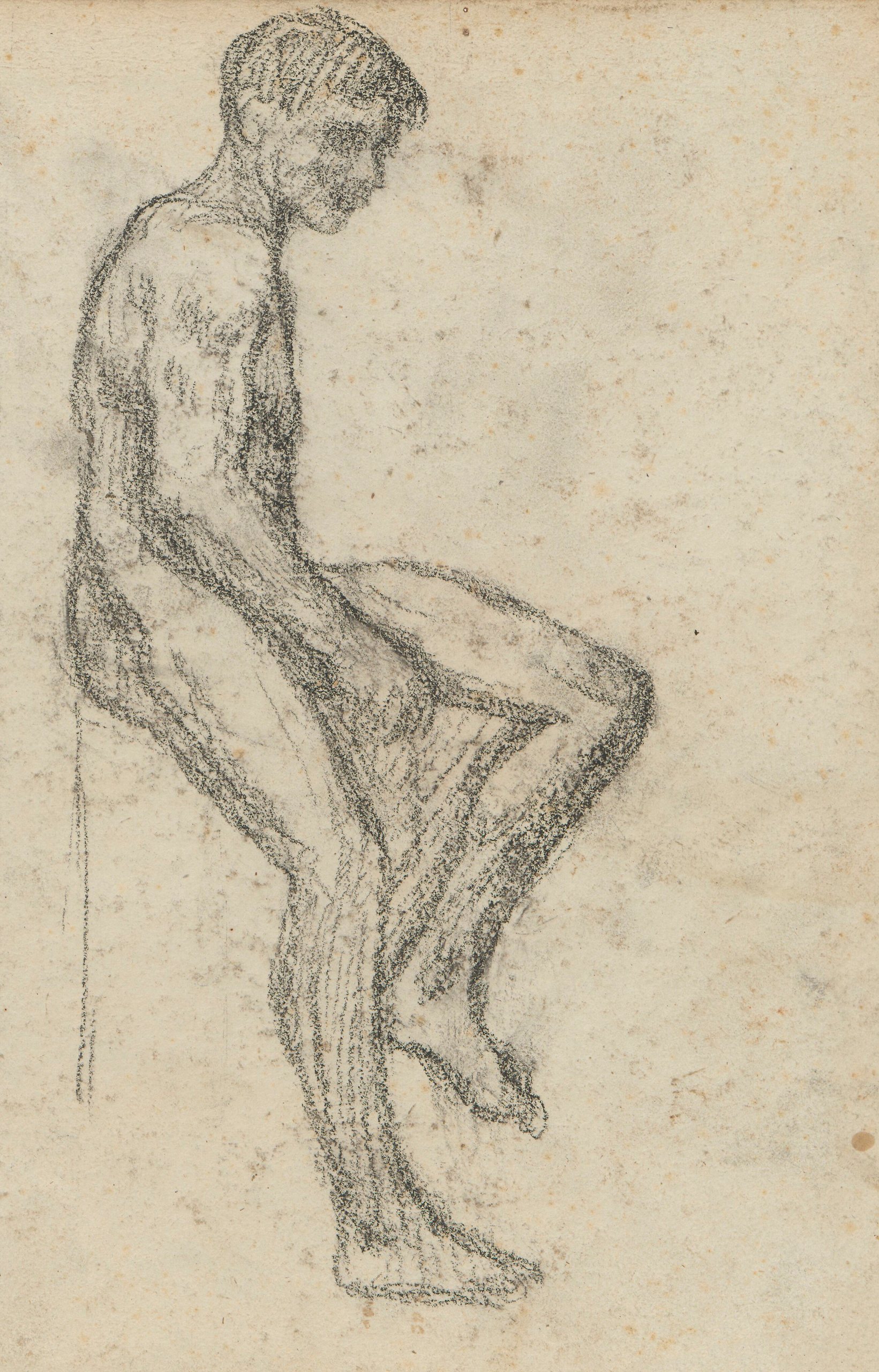《一个坐着的男人的裸体研究》（Nude study of a seated man）｜塔德乌什·马科夫斯基 Tadeusz Makowski｜1908-1910
