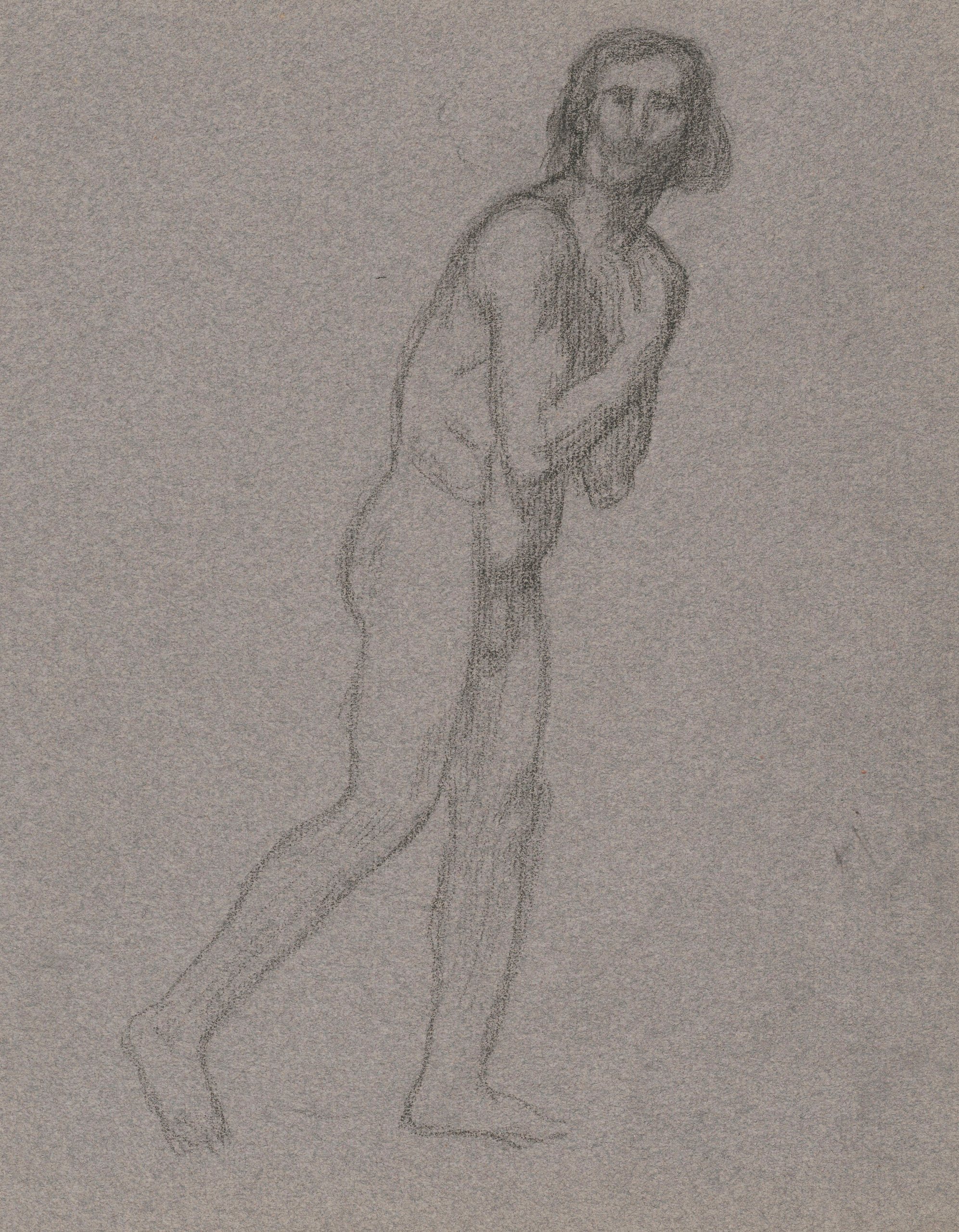 《站立男子裸体研究》（Study of a nude of a standing man）｜塔德乌什·马科夫斯基 Tadeusz Makowski｜1908-1910