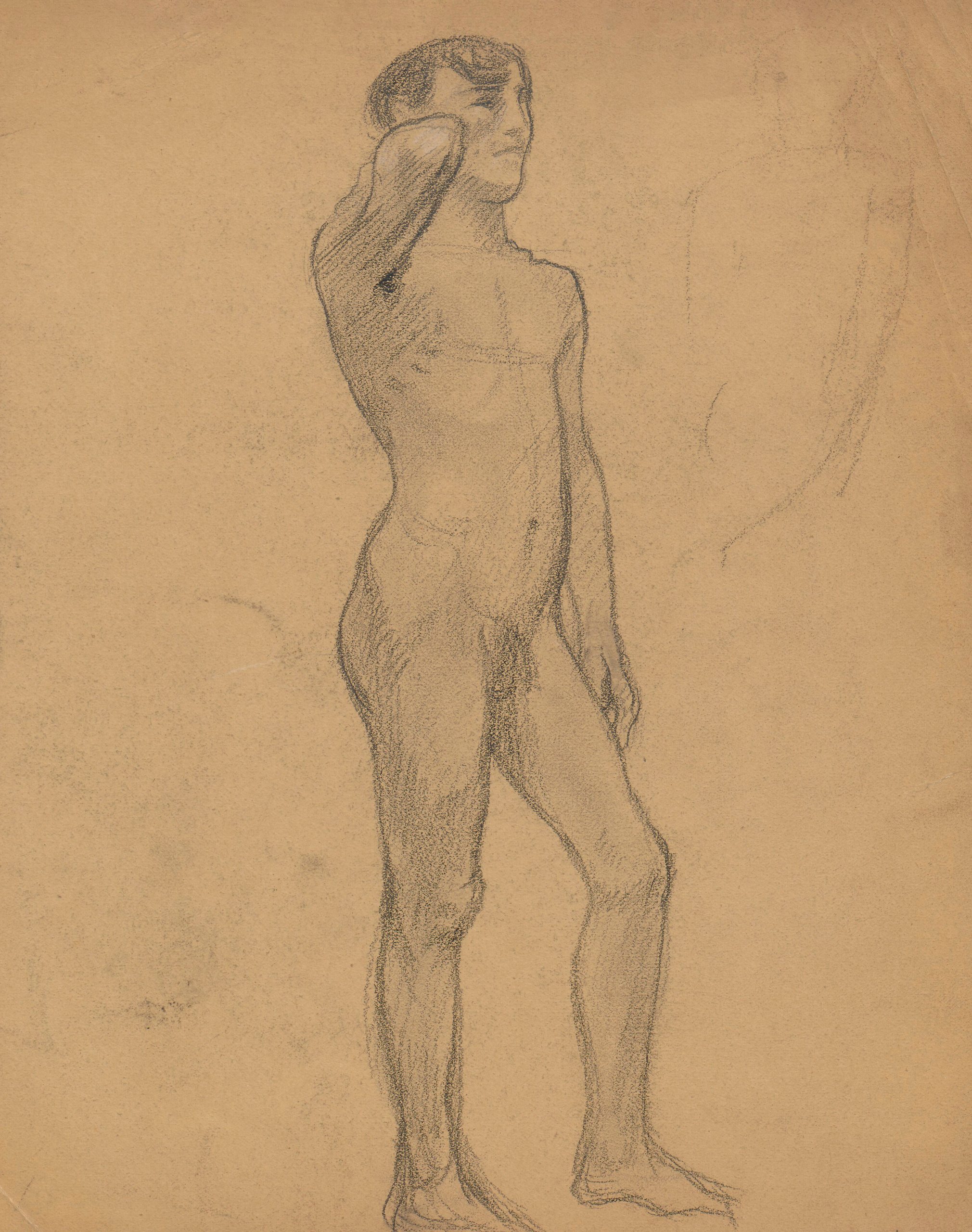 《研究一名年轻男子站立的裸体》（Study of a nude of a young man standing）｜塔德乌什·马科夫斯基 Tadeusz Makowski｜1908-1910
