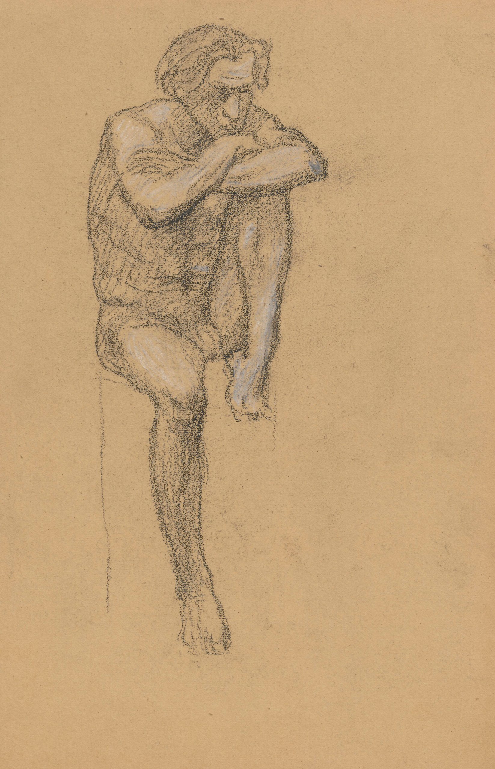 《一个坐着的男人的裸体研究》（Study of a nude of a seated man）｜塔德乌什·马科夫斯基 Tadeusz Makowski｜1908-1910
