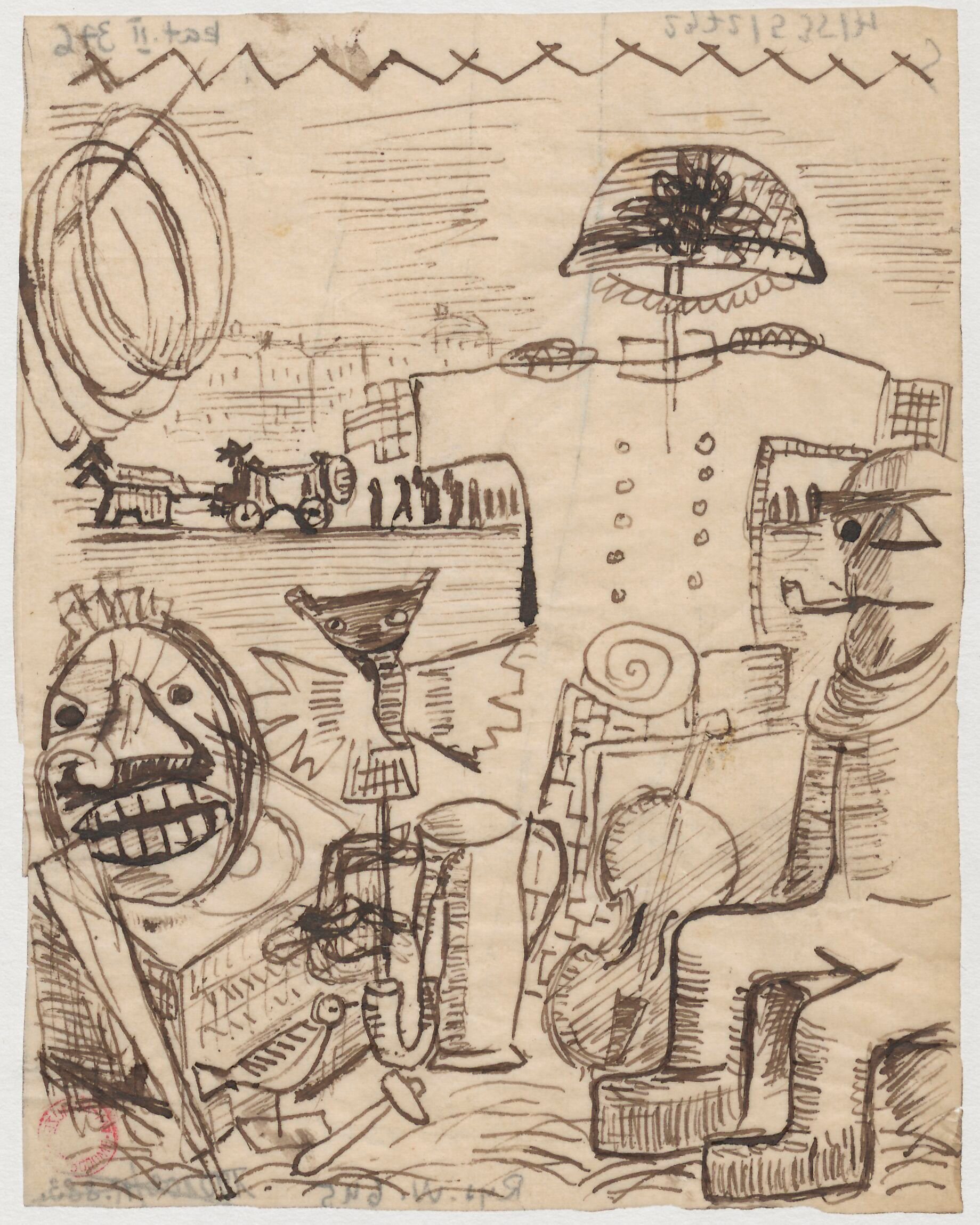 《“Antykquarius”早期版本的草图》（Sketch for an earlier version of 'Antykquarius'）｜塔德乌什·马科夫斯基 Tadeusz Makowski｜1930