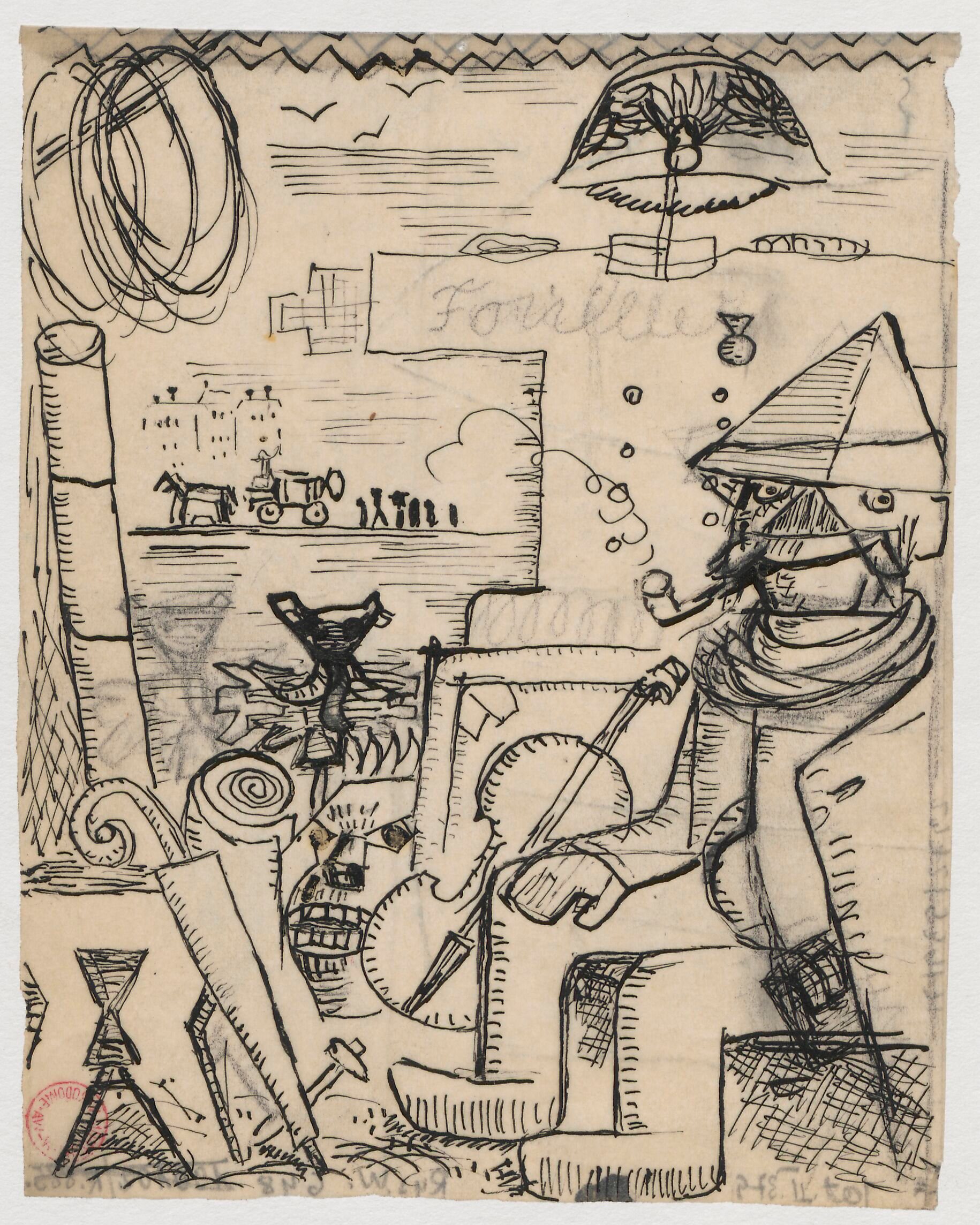 《“Antykquarius”早期版本的草图》（Sketch for an earlier version of 'Antykquarius'）｜塔德乌什·马科夫斯基 Tadeusz Makowski｜1930