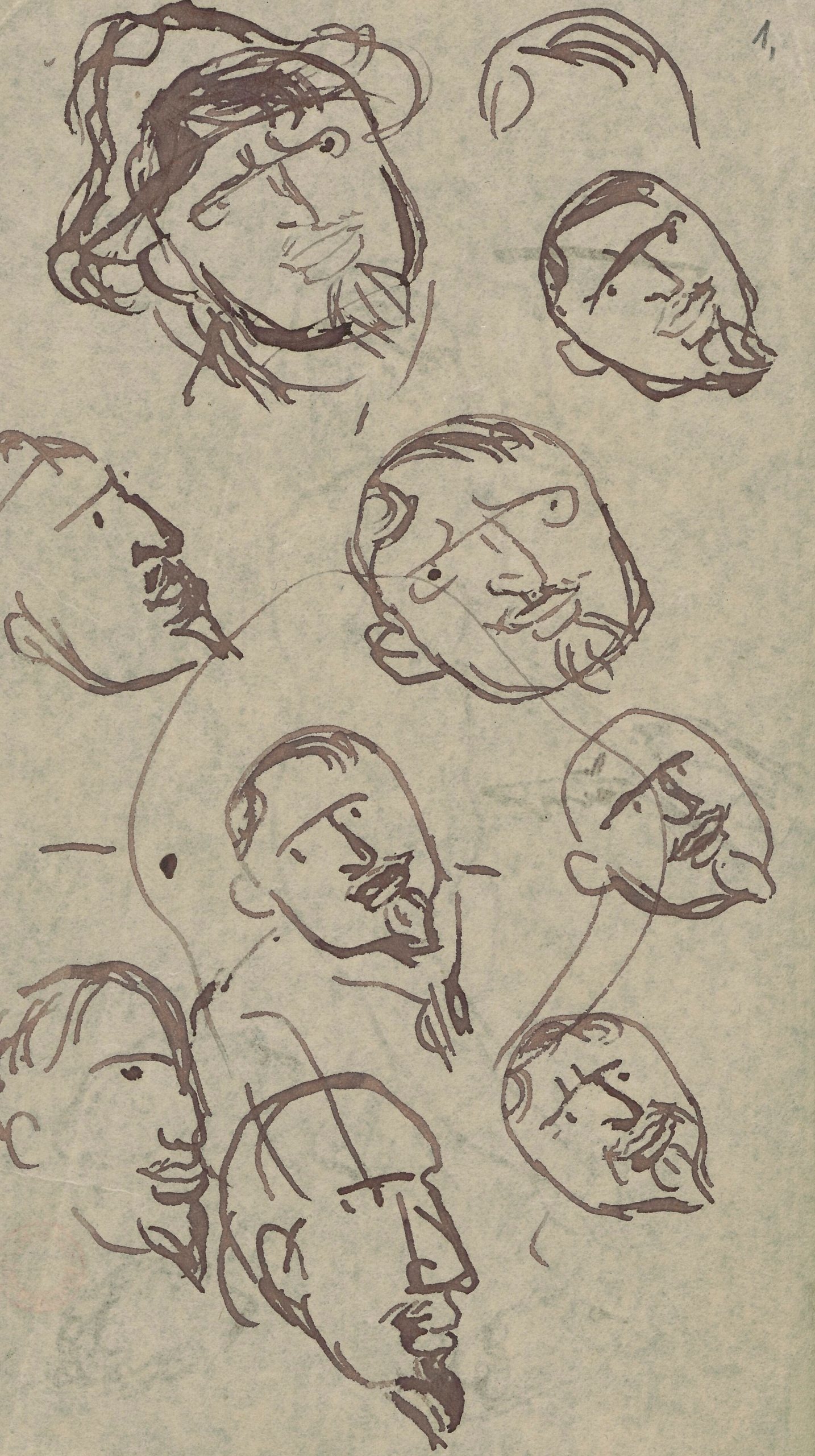 《Bolesław Bałzukiewicz 的头部素描》（Sketch of Bolesław Bałzukiewicz's head）｜塔德乌什·马科夫斯基 Tadeusz Makowski｜1908