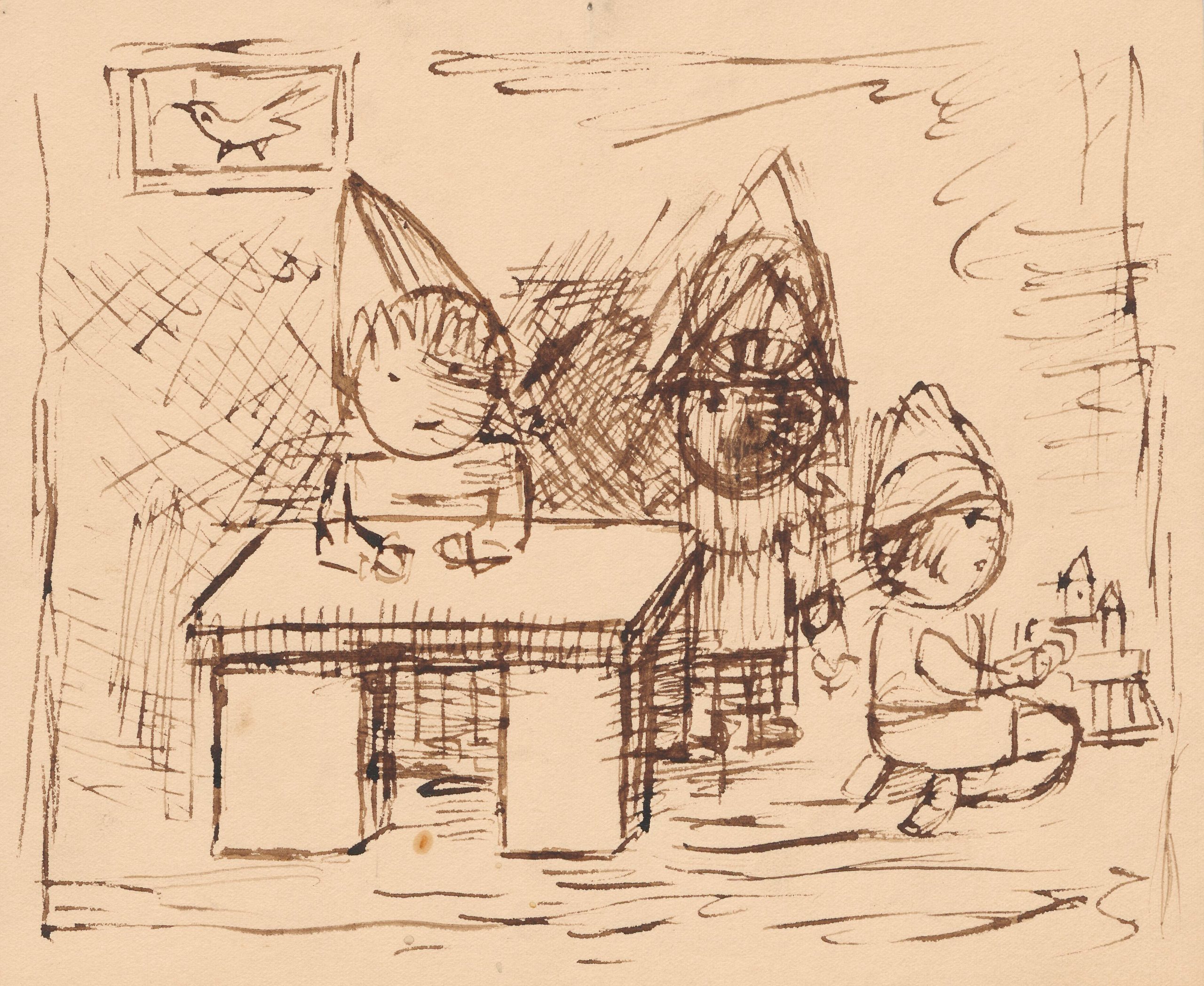 三个孩子在一间小屋里
