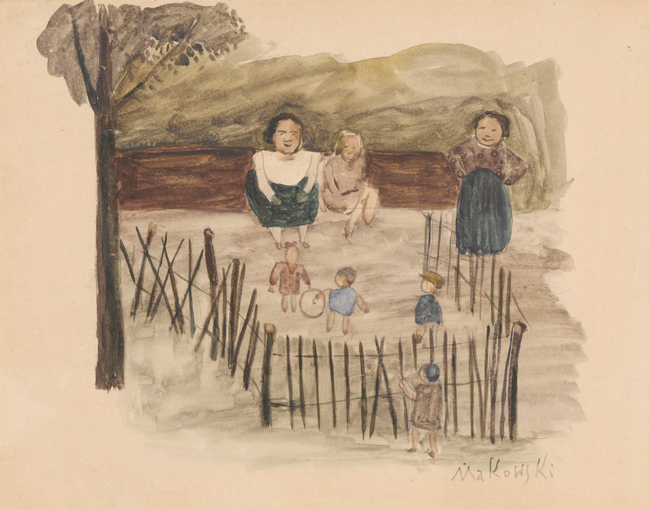 《在花园里》（In the garden）｜塔德乌什·马科夫斯基 Tadeusz Makowski｜1920