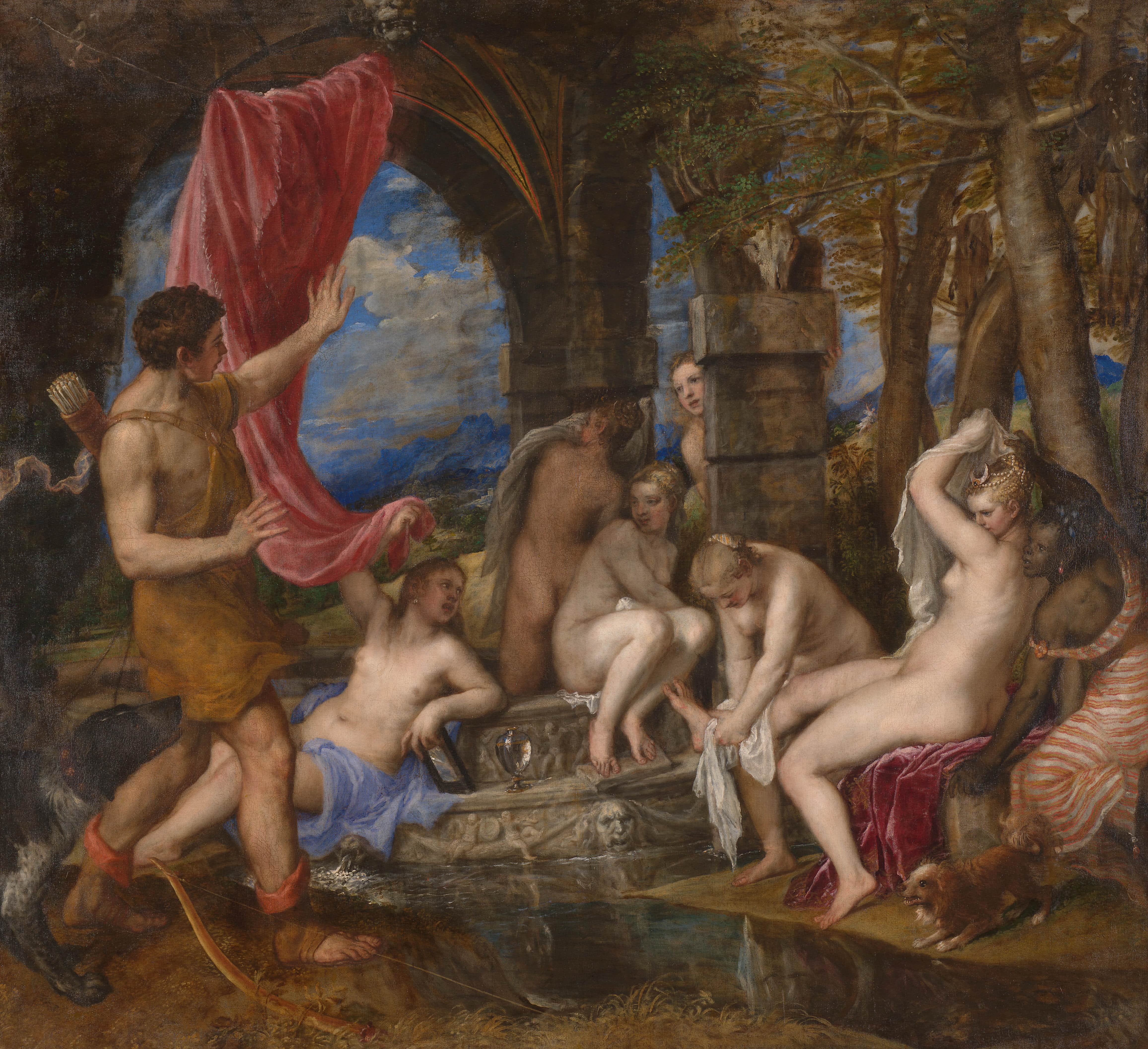 《狄安娜与阿克泰翁》（Diana and Actaeon）｜提香 Titian｜1556–1559