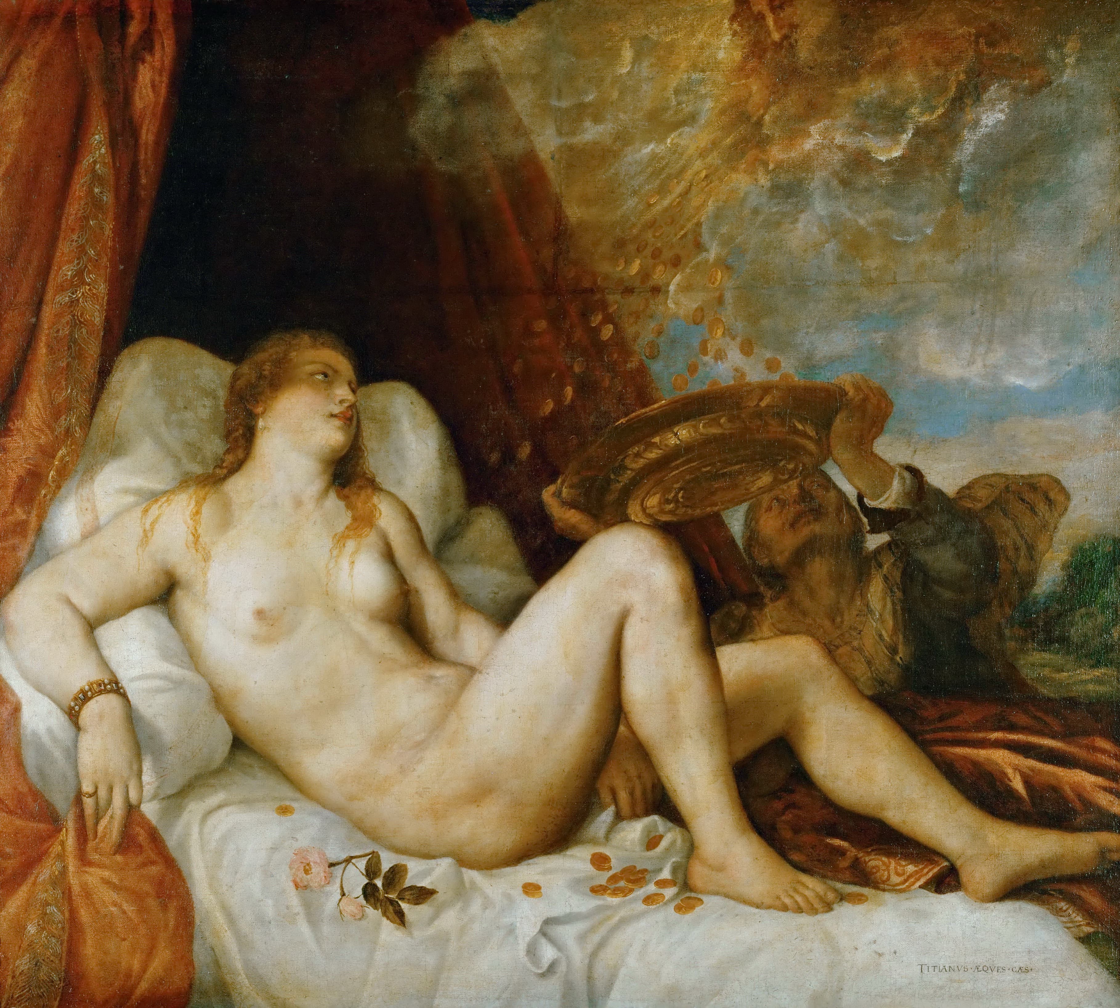 《达娜厄（侍女版本）》（Danaë (Version with a Nurse)）｜提香 Titian｜1553–1554