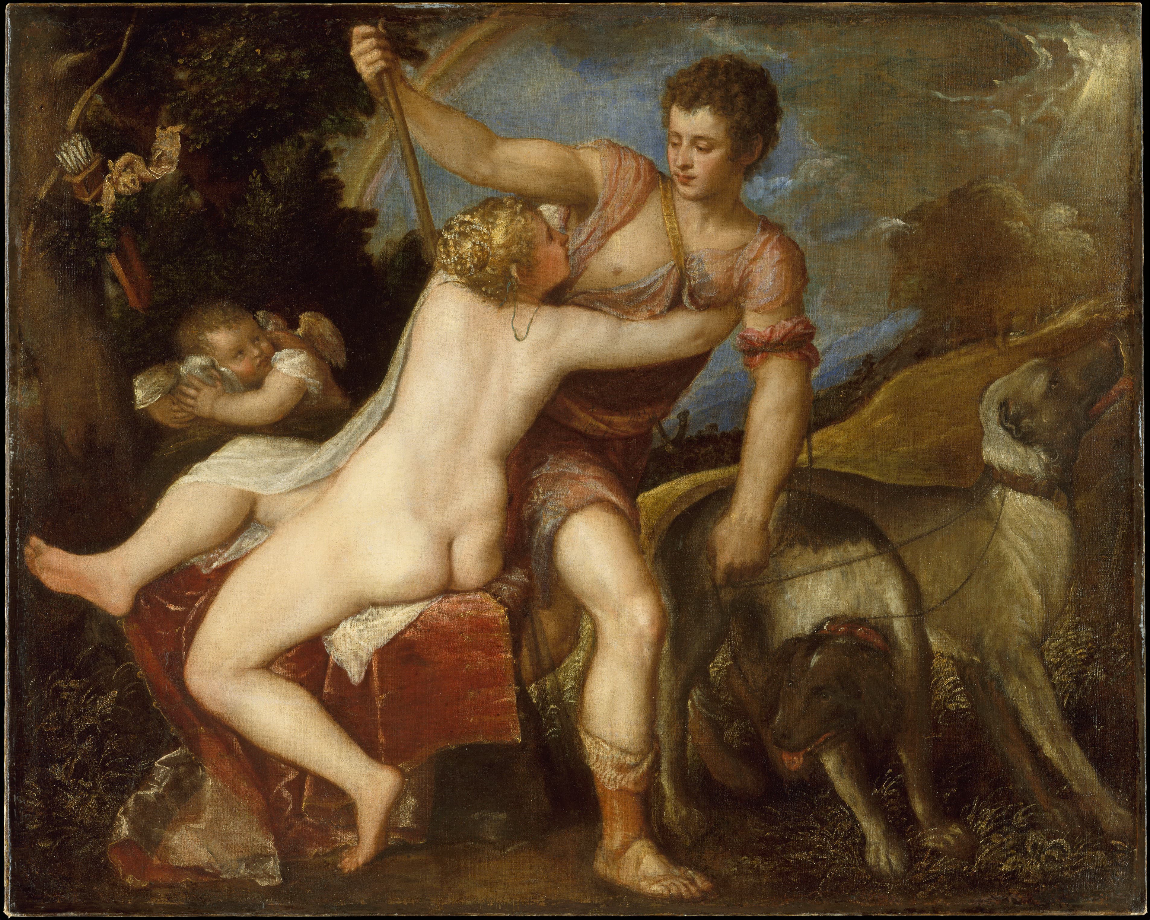 《维纳斯与阿多尼斯（另一版本）》（Venus and Adonis (Variant)）｜提香 Titian｜约1555–1560
