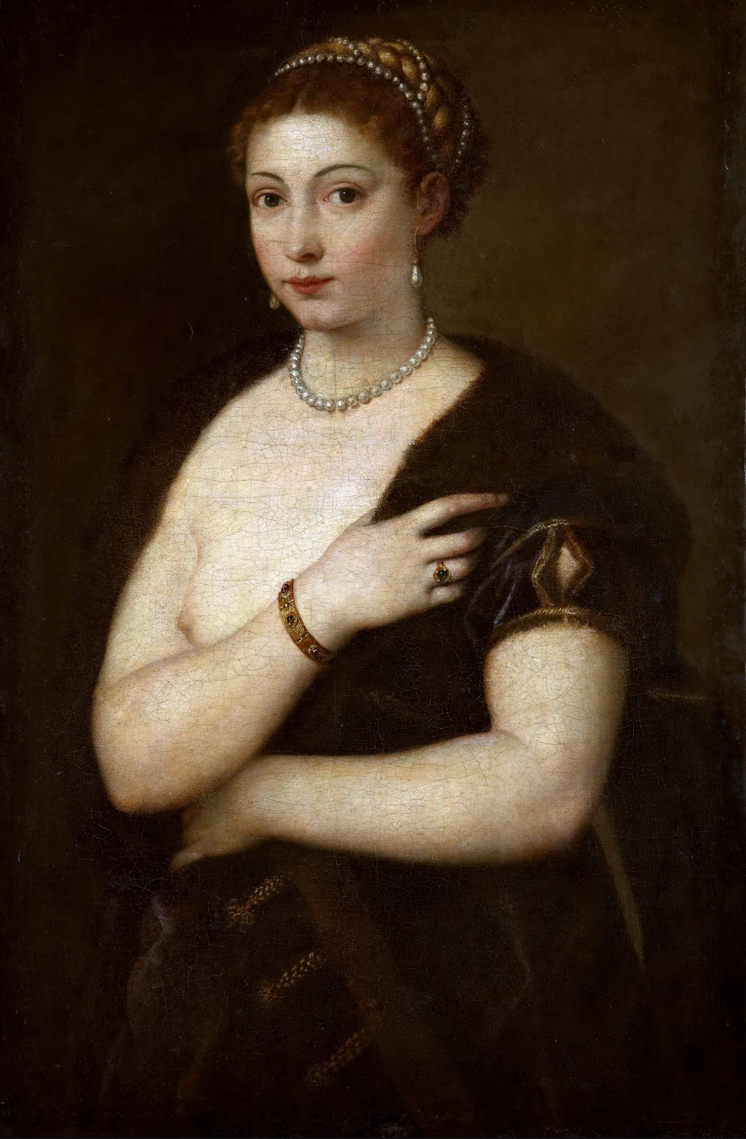 《身着皮草的女子》（Woman in a Fur Coat）｜提香 Titian｜约1535–1537