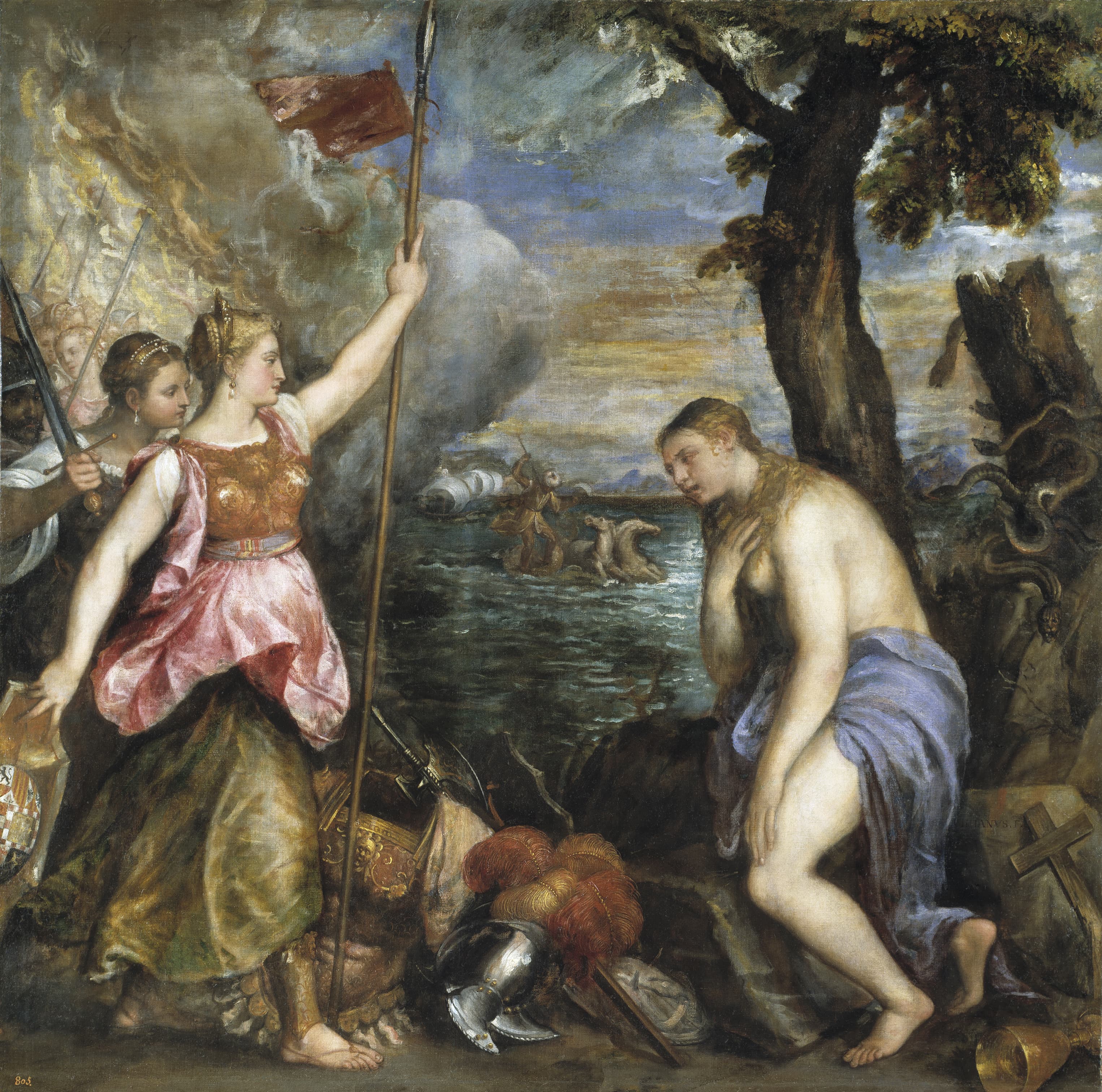 《西班牙援助宗教》（Spain Succouring Religion）｜提香 Titian｜约1572–1575